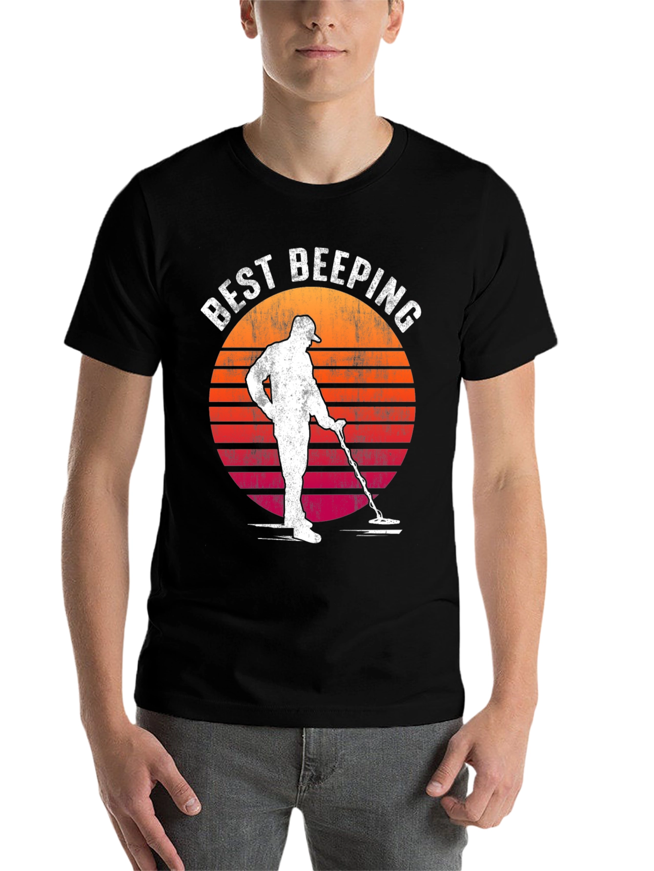 Black Best Beeping Retro Sunset Graphic T-Shirt view 7