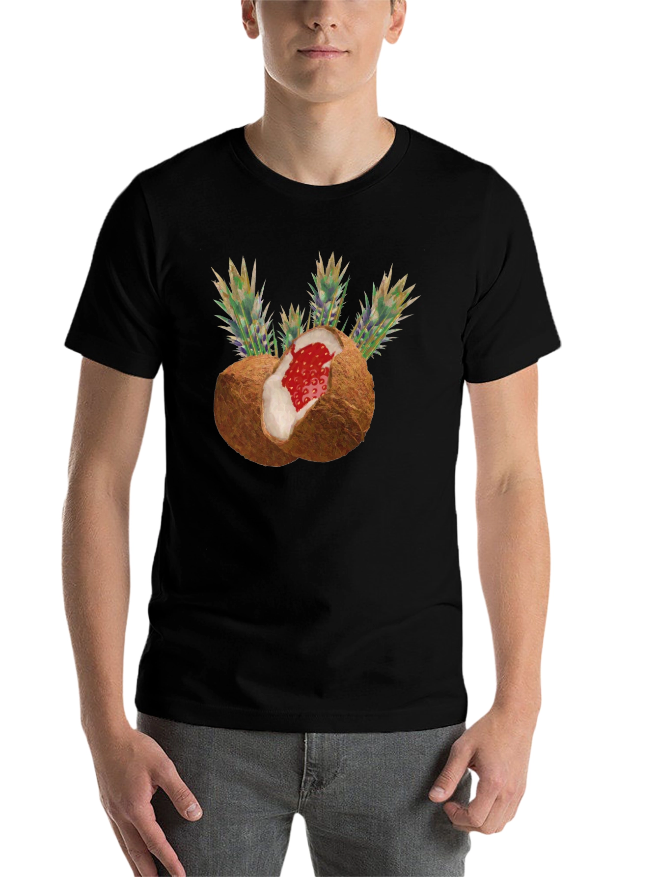 Black Coconut Strawberry Novelty Graphic Tee view 7