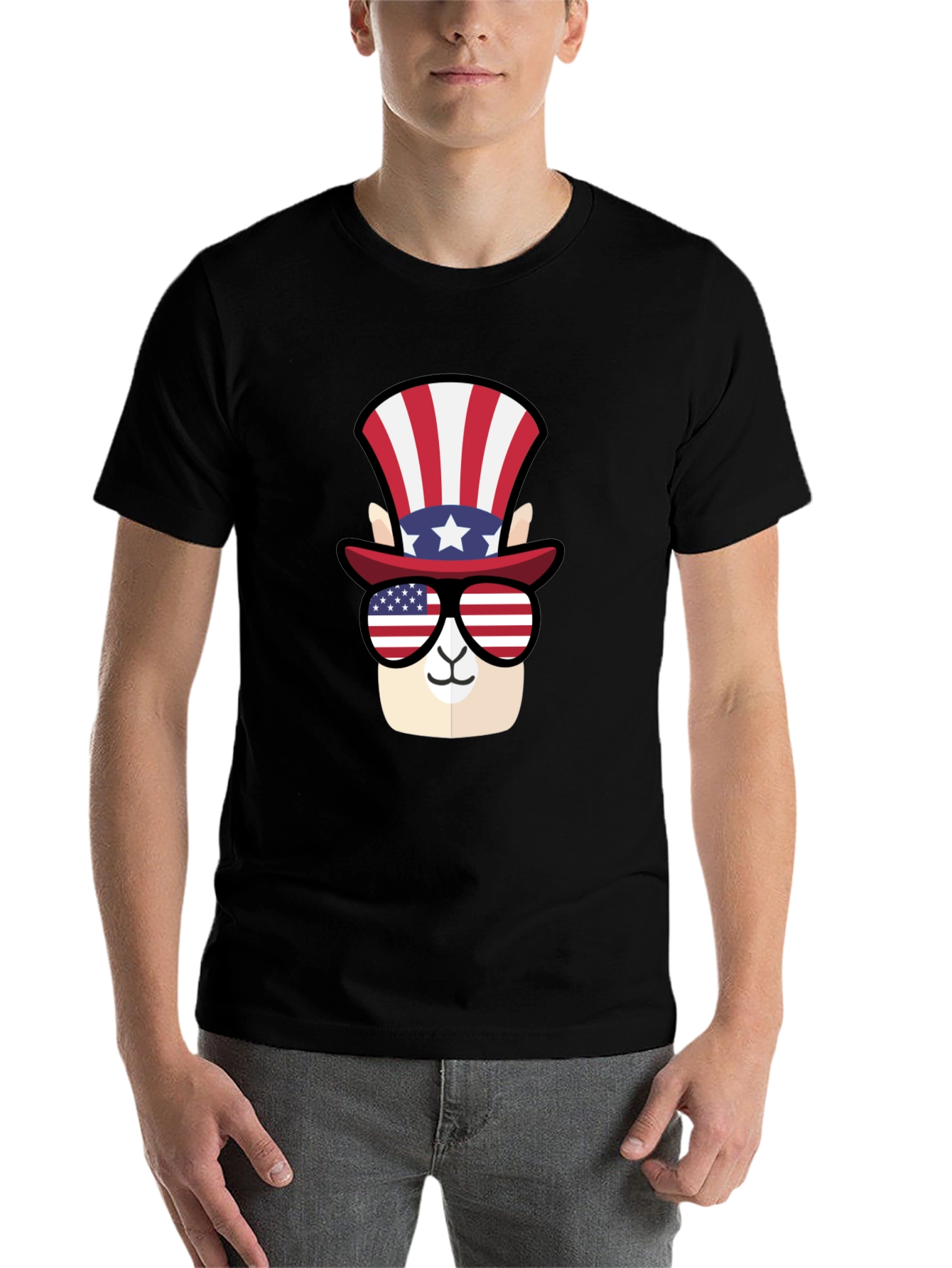 Black Patriotic Llama T-Shirt view 7
