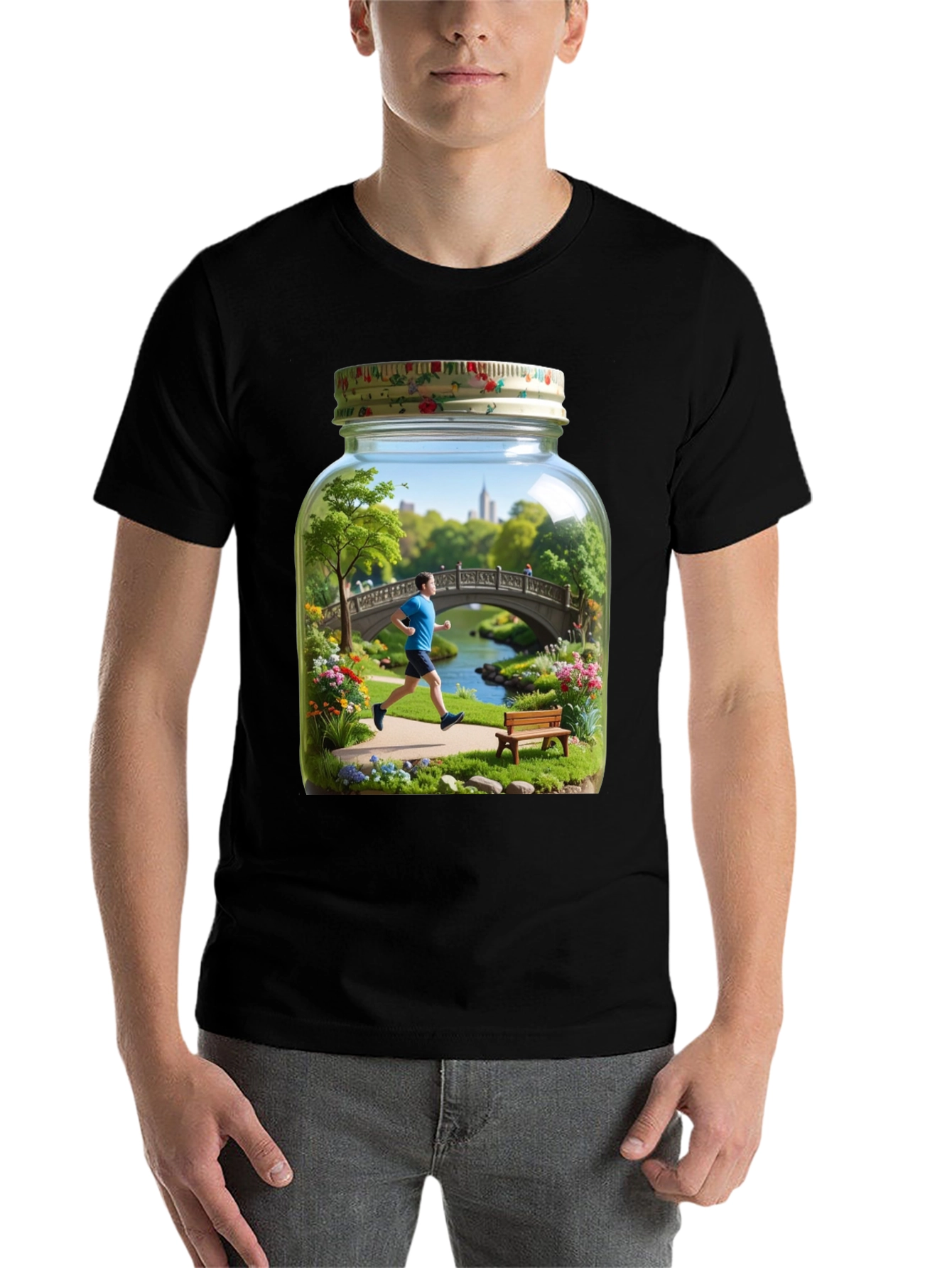 Black Central Park Scene in a Jar Graphic Tee view 7