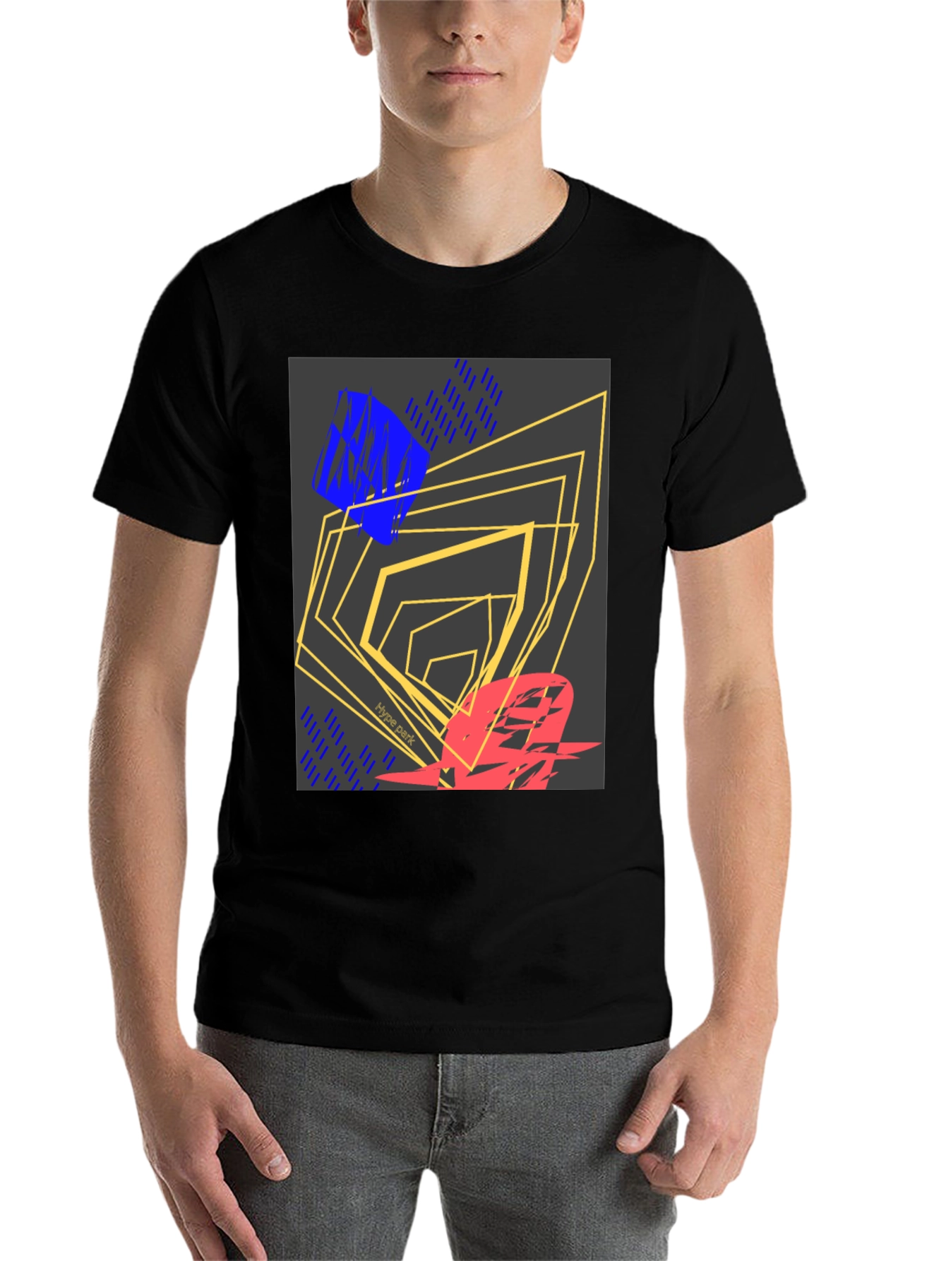 Black Abstract Graphic Print Black T-Shirt view 7