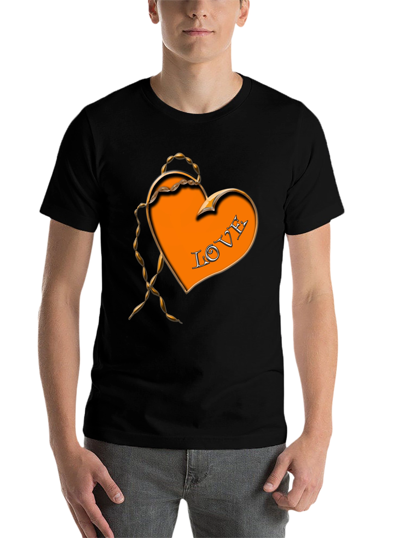 Black Love Heart Graphic Black T-Shirt view 7