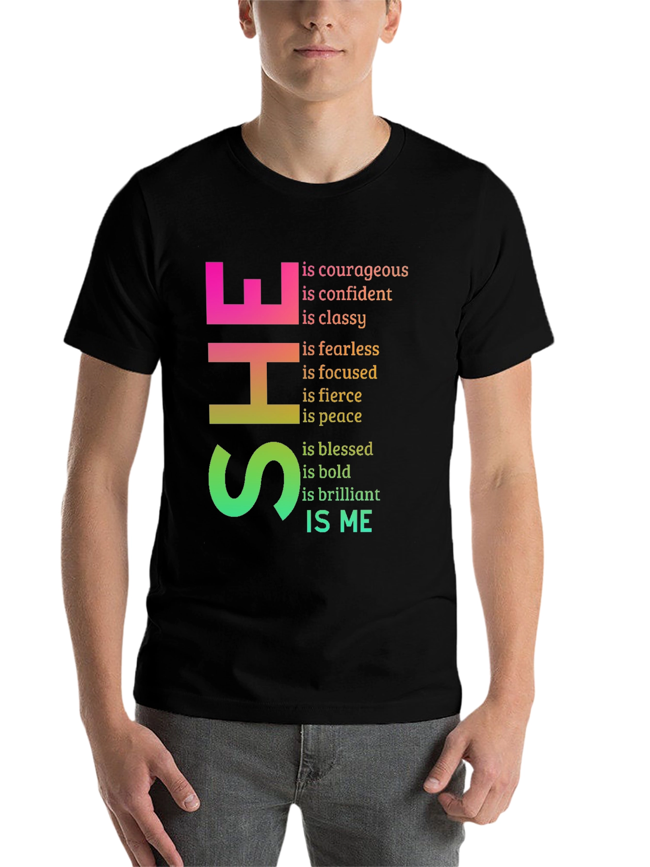 Black Empowered SHE Graphic T-Shirt - Bold & Brilliant Women's Tee view 7