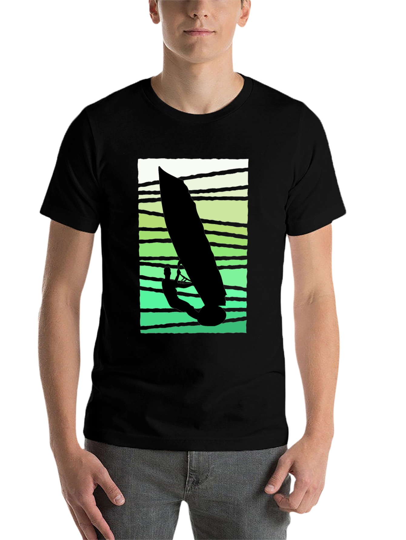 Black Windsurfer Graphic Tee - Cool Summer Vibes view 7
