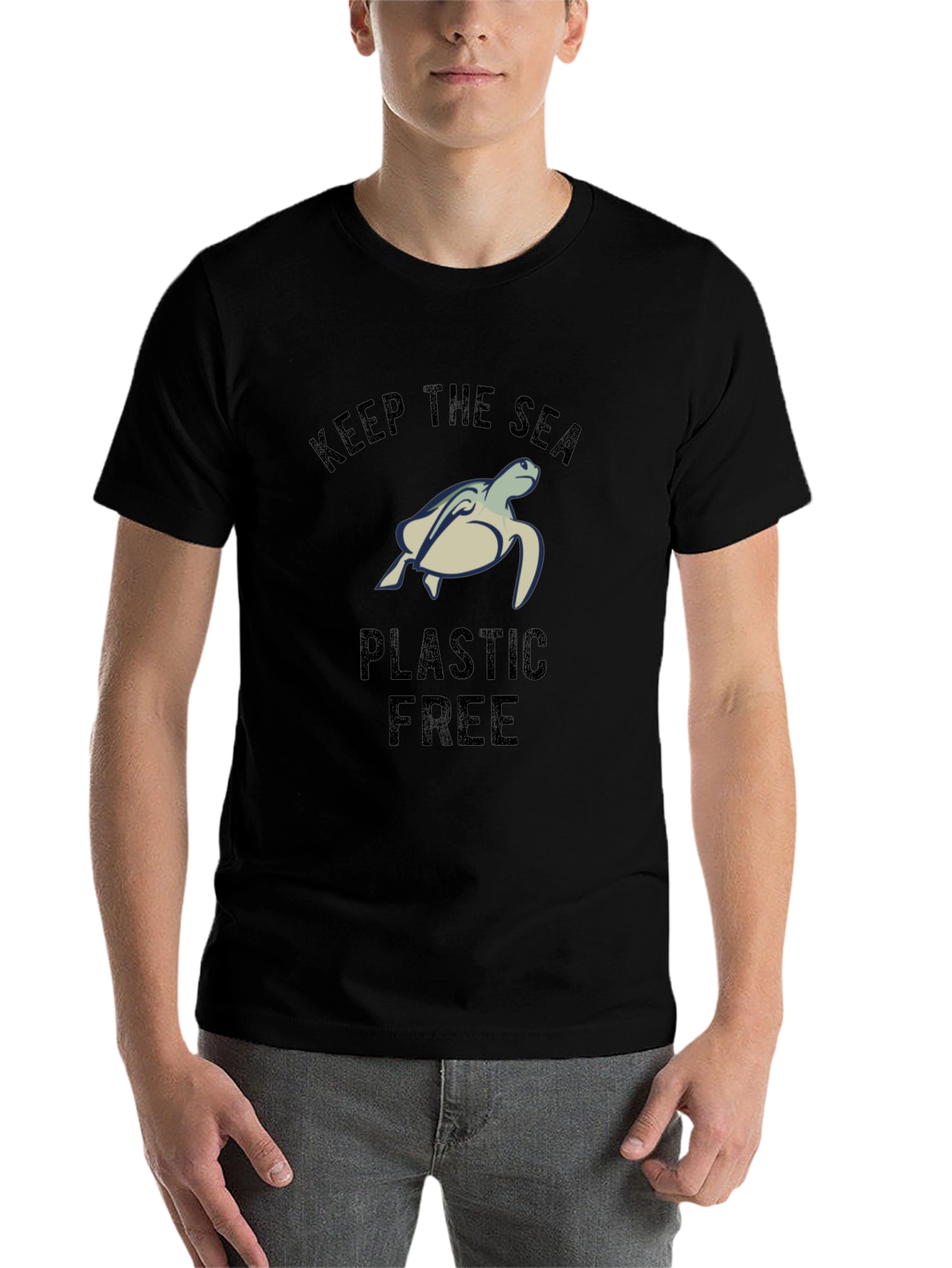 Black Keep The Sea Plastic Free T-Shirt view 7