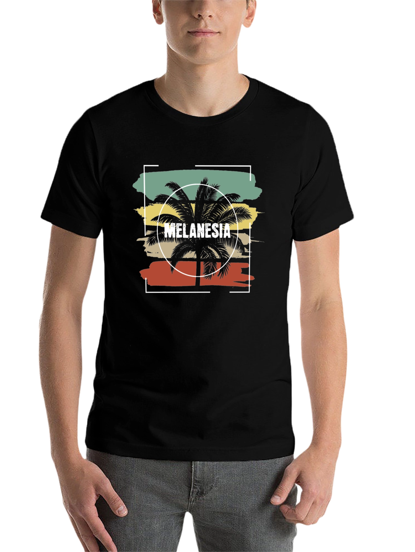 Black Melanesia Palm Tree T-Shirt - Vintage Style view 7