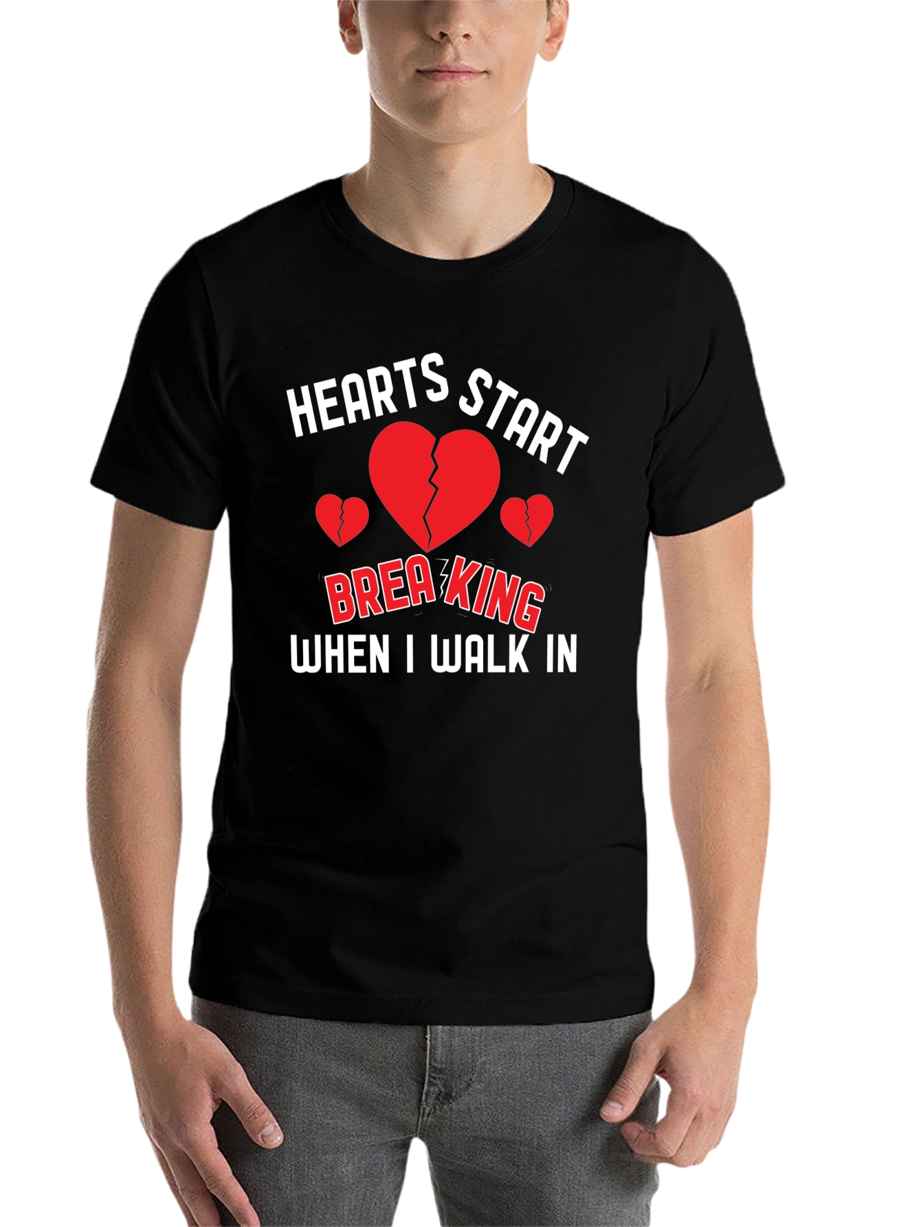 Black Hearts Start Breaking Funny Graphic Tee view 7