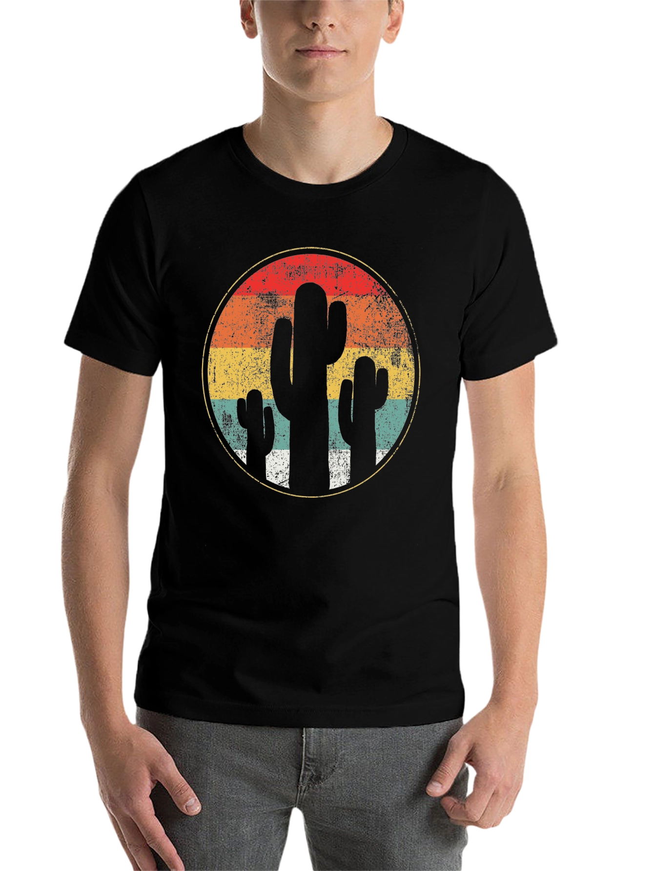 Black Retro Cactus Graphic Tee - Desert Vibes view 7