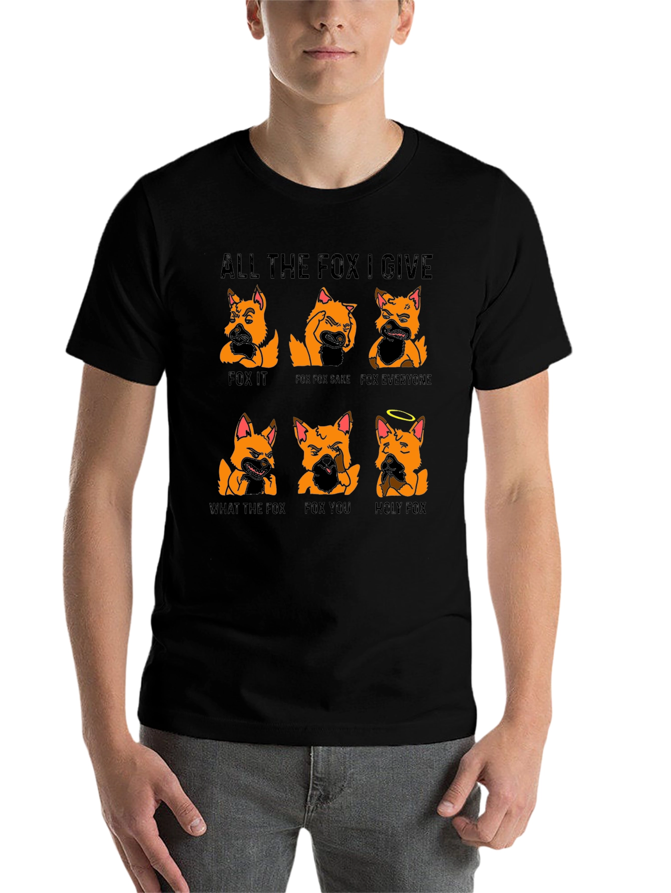 Black All the Fox I Give Graphic T-Shirt view 7