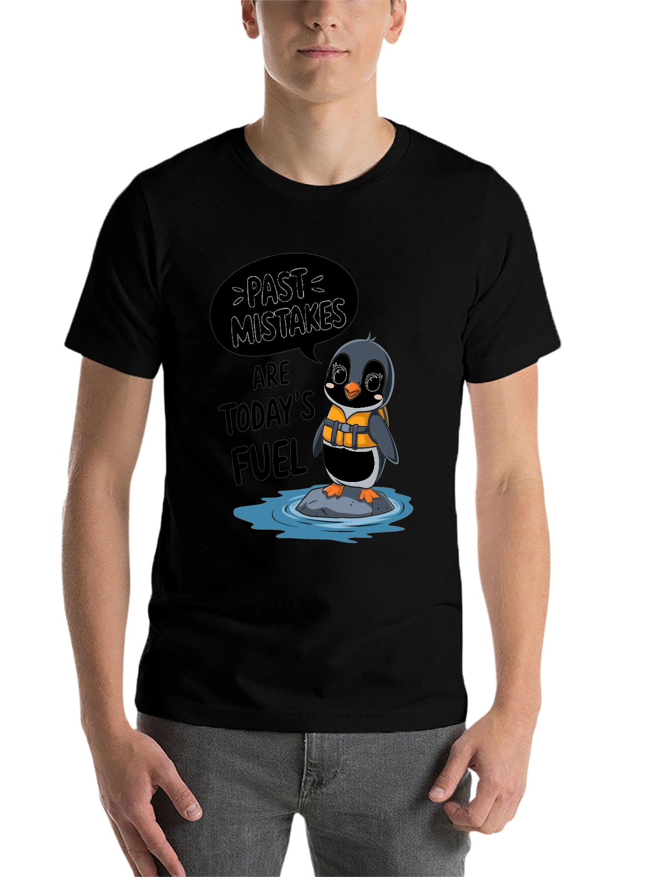 Black Past Mistakes Penguin T-Shirt view 7