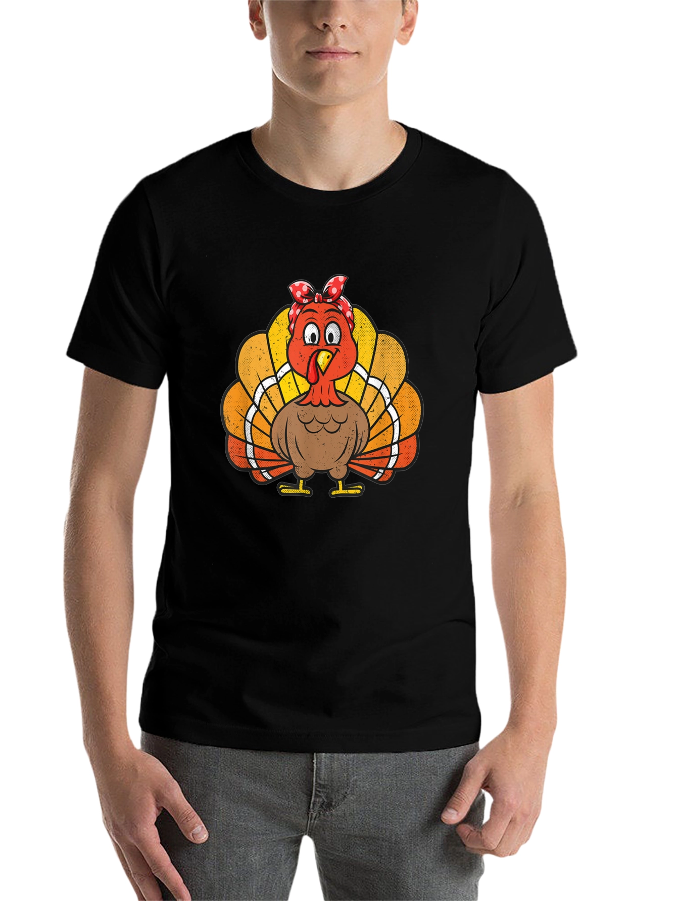 Black Thanksgiving Turkey Bandana T-Shirt view 7