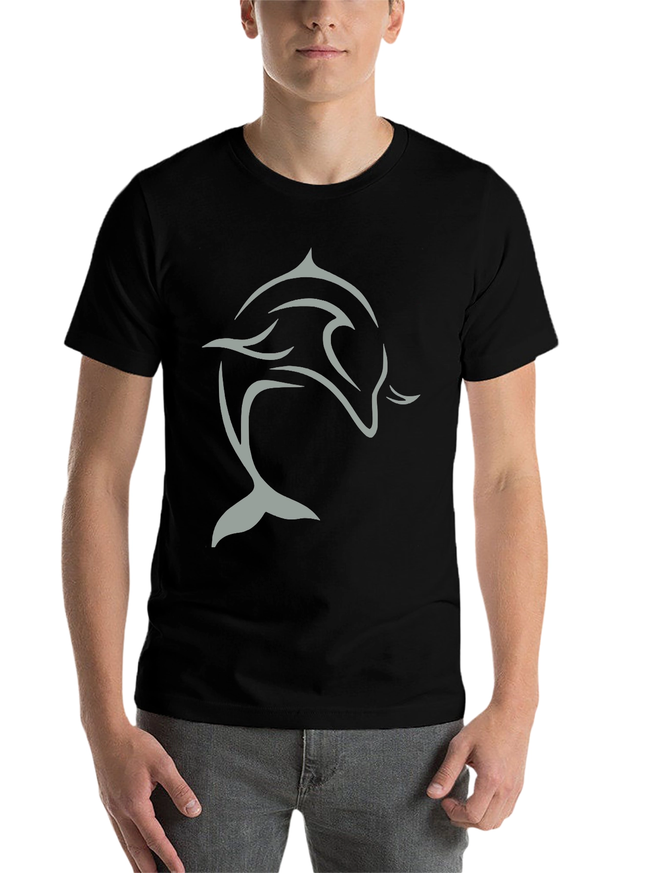 Black Black Dolphin Graphic Tee - Stylish & Comfortable view 7