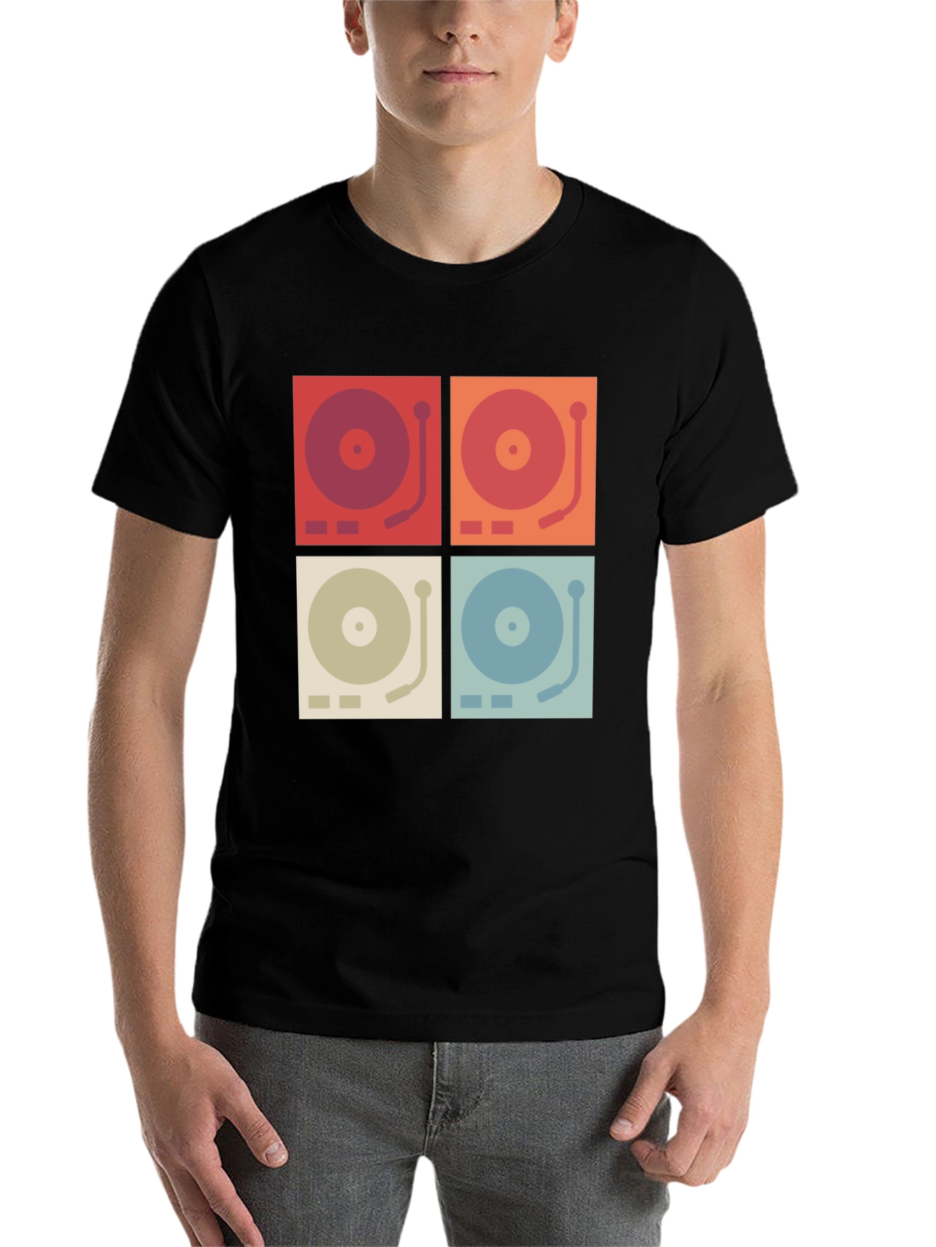 Black Retro Turntable Graphic Tee view 7