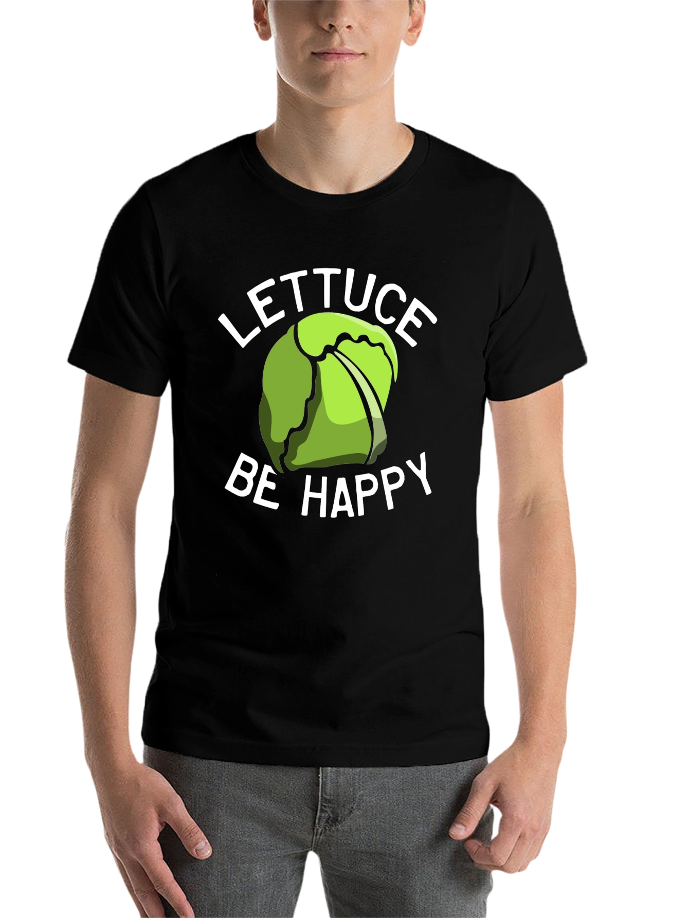 Black Lettuce Be Happy T-Shirt - Funny Graphic Tee view 7