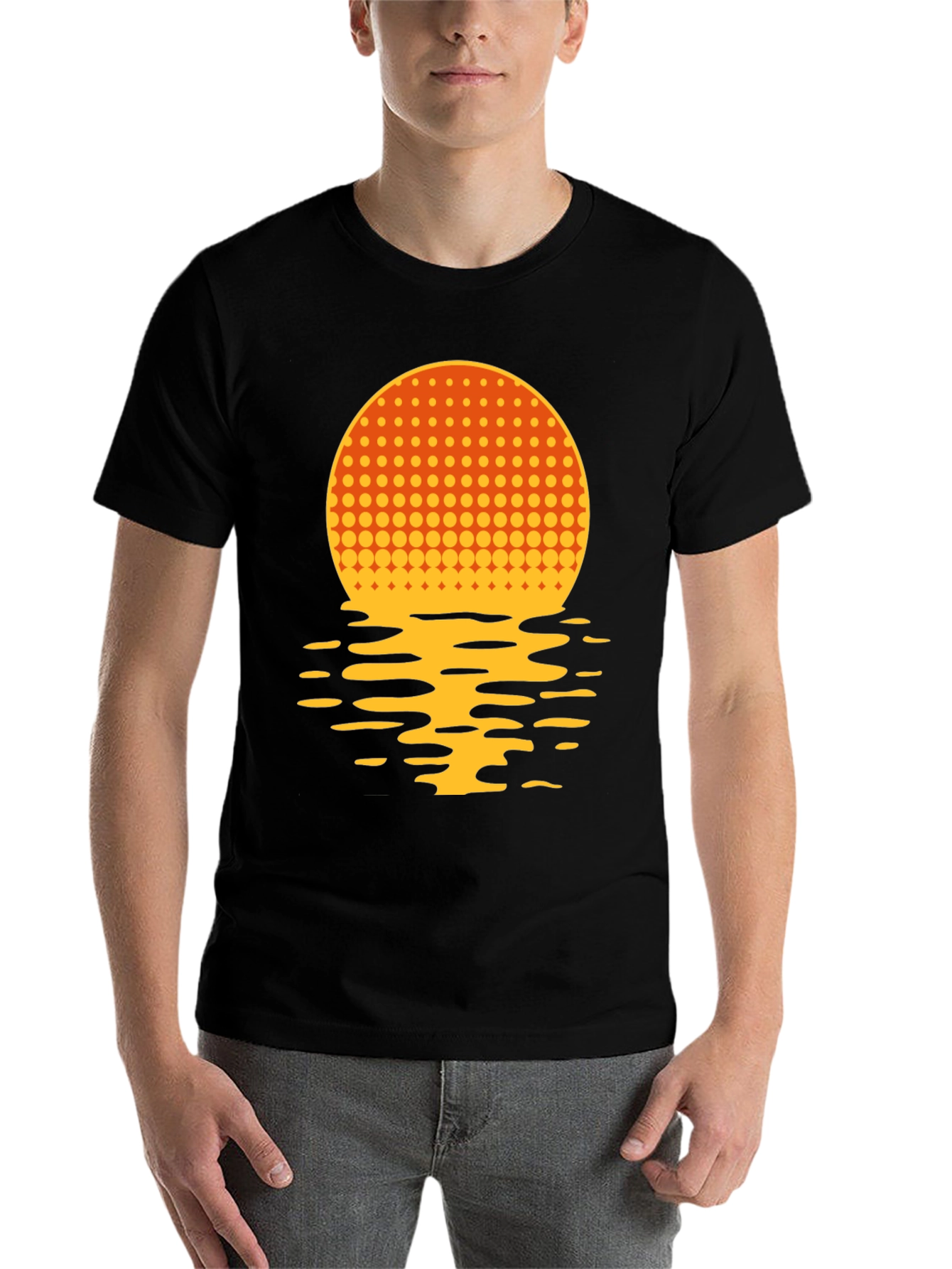 Black Sunset Reflection Graphic T-Shirt view 7
