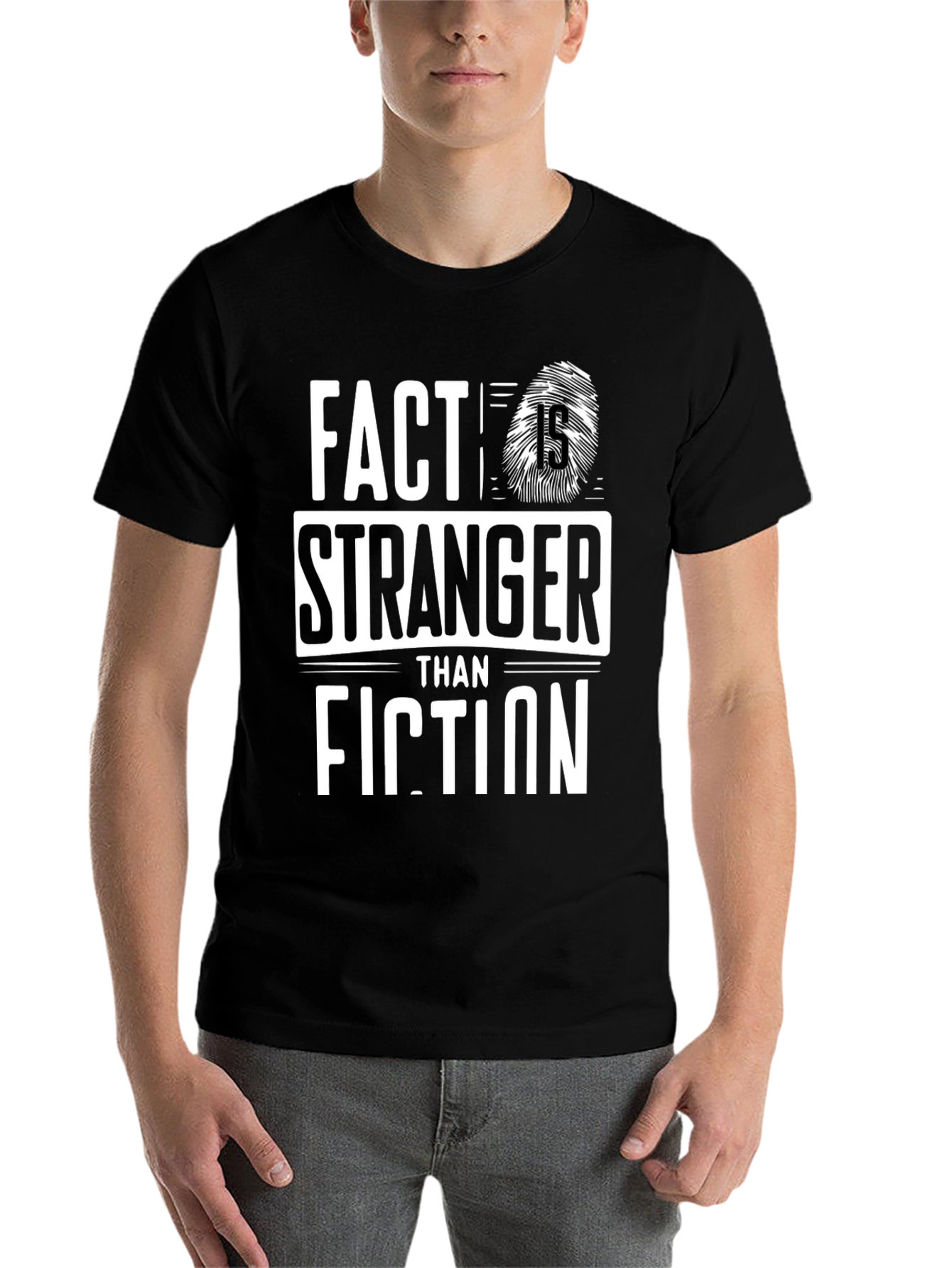 Black Fact Stranger Than Fiction Graphic Tee view 7