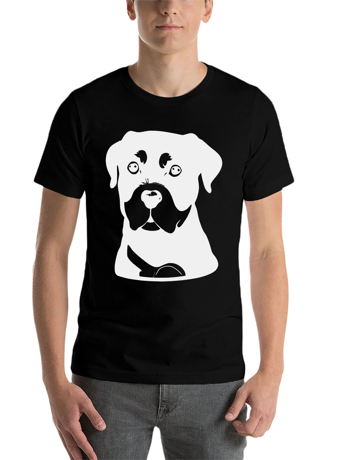 Black Dog Graphic Tee - Black Crew Neck Cotton T-Shirt view 7
