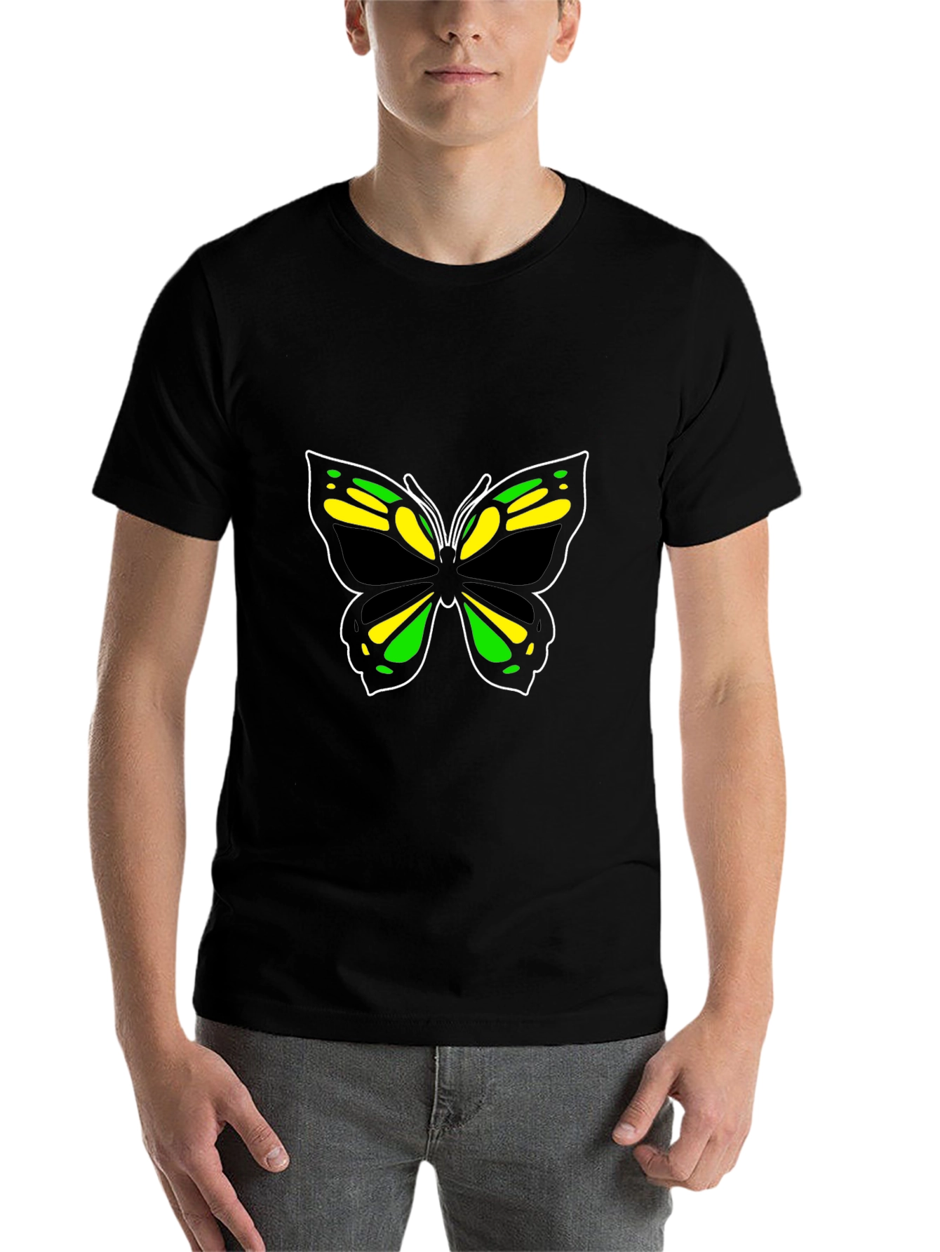 Butterfly Graphic Tee - Stylish Men's Black T-Shirt - 7