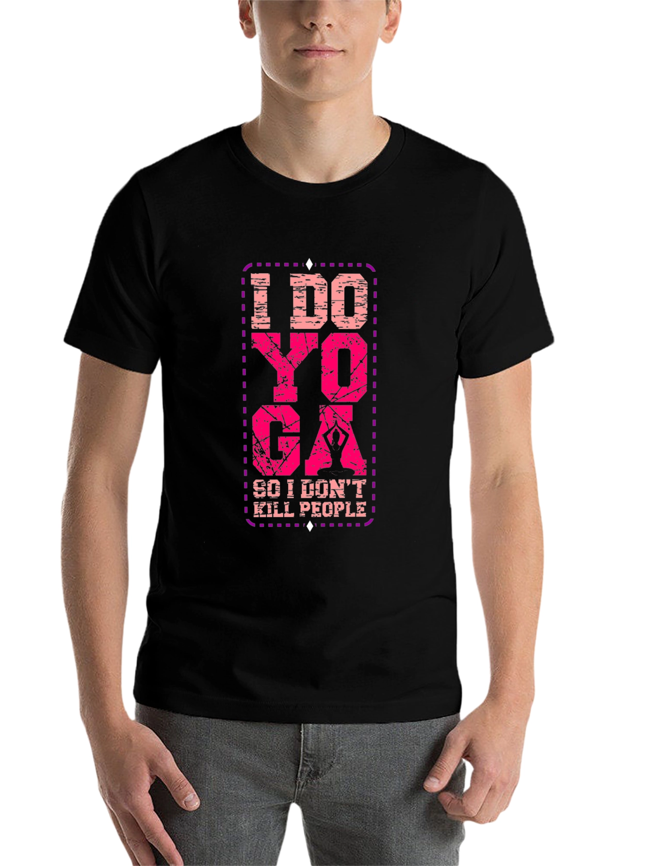 Black I Do Yoga So I Don't Kill People T-Shirt view 7