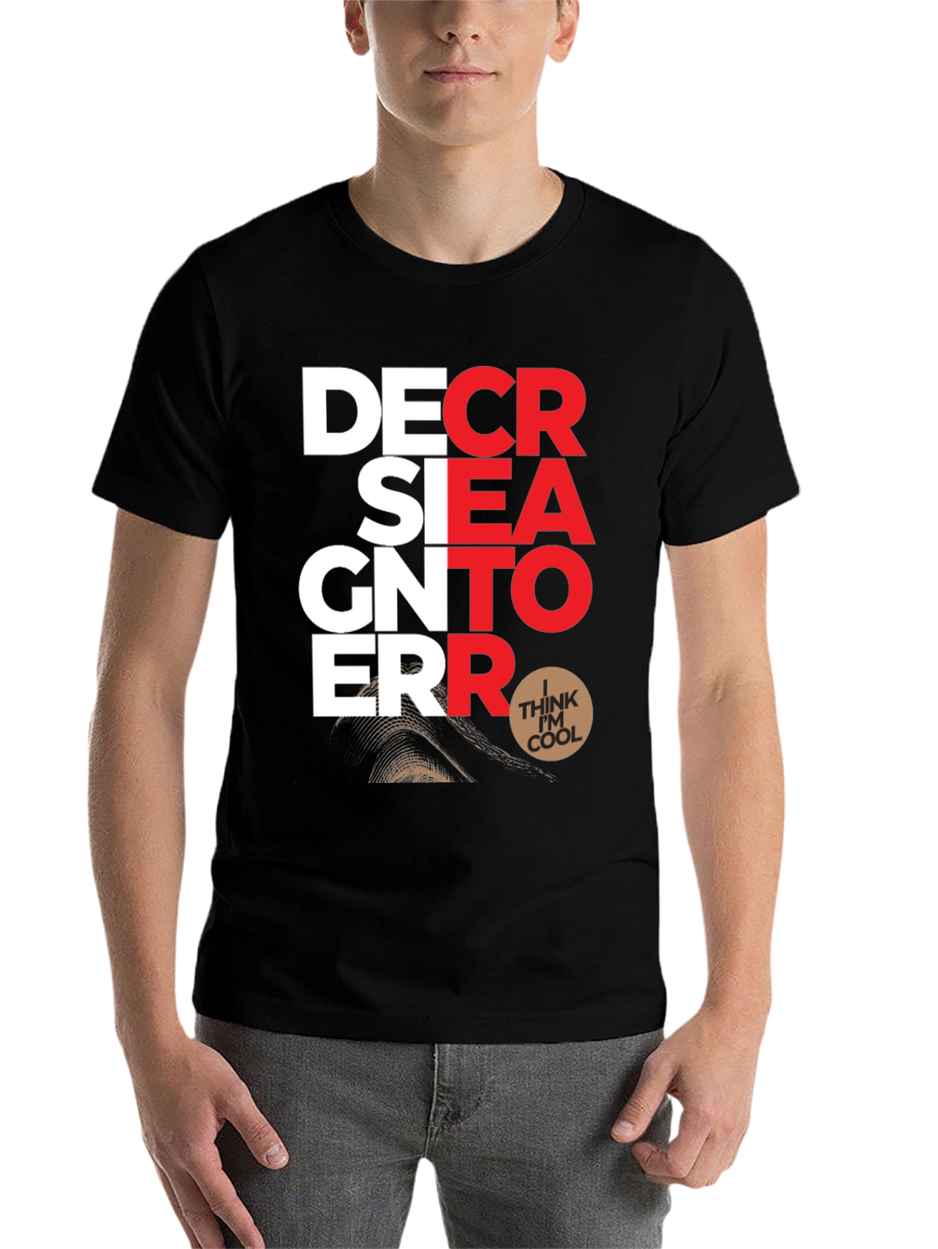 Black Designer Error Graphic Print T-Shirt view 7