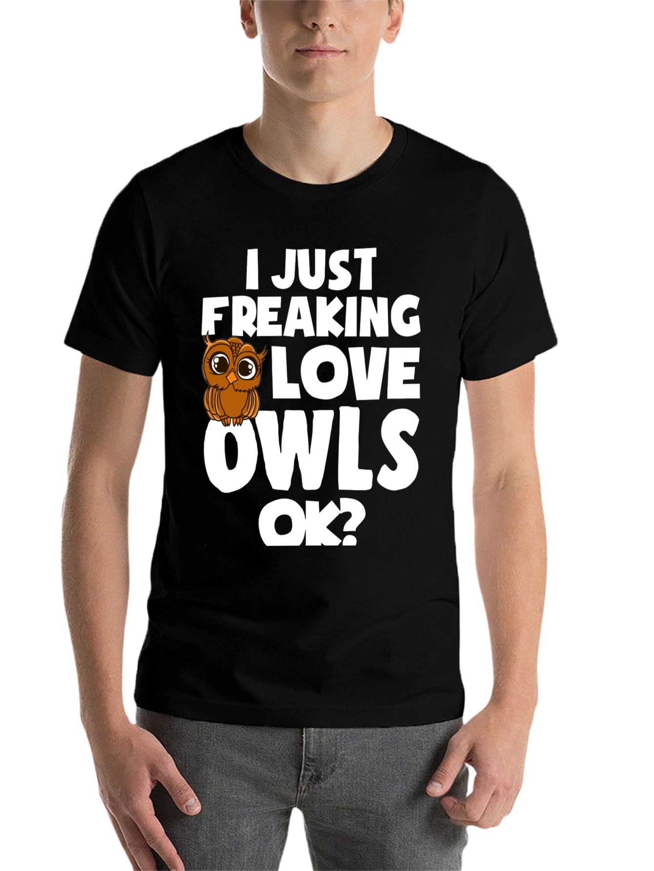 Black I Love Owls T-Shirt - Unisex Black Tee view 7