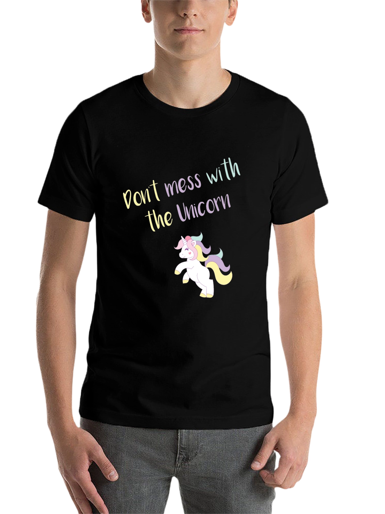 Black Don't Mess With the Unicorn Black T-Shirt view 7