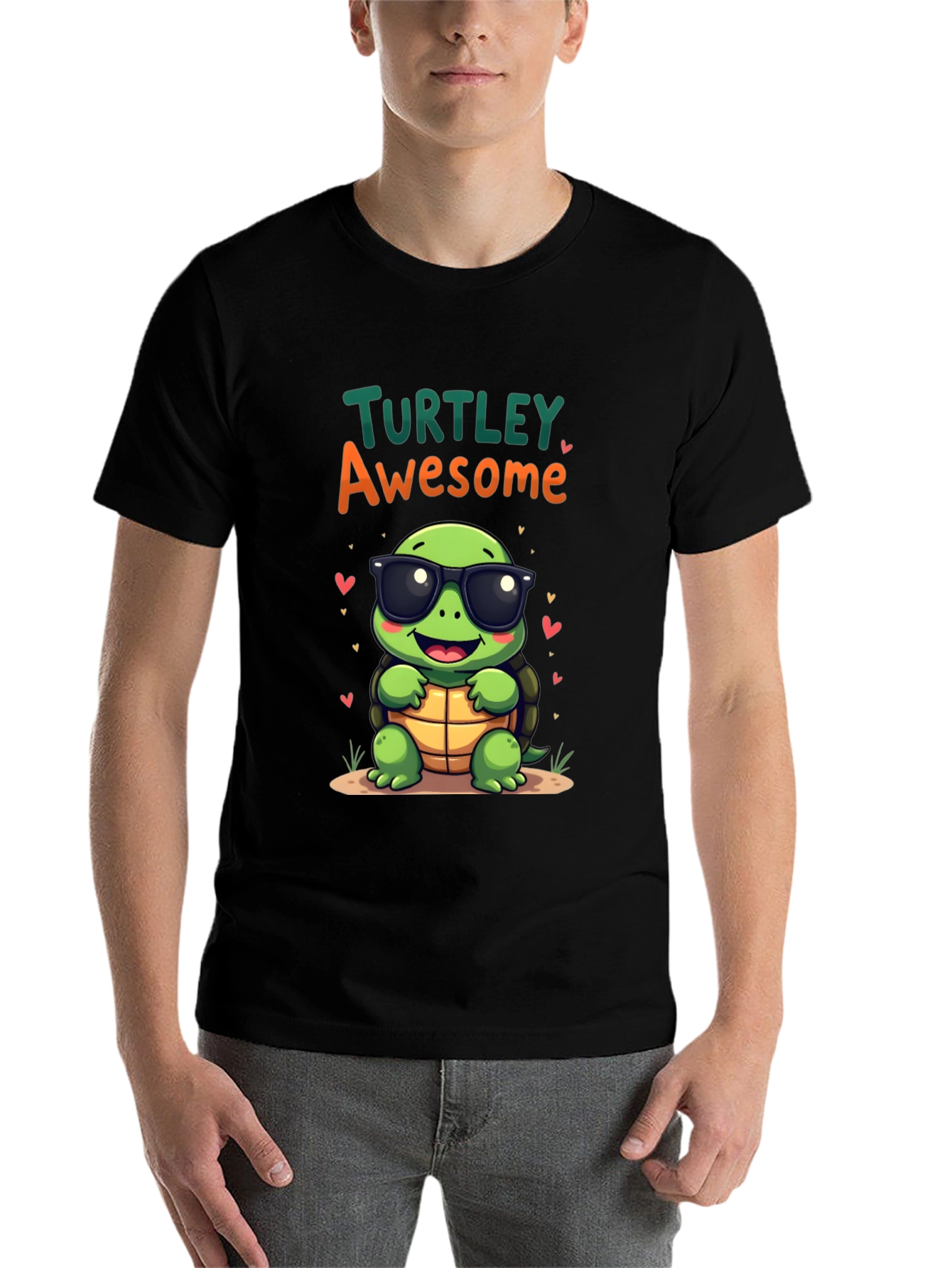 Black Turtley Awesome Graphic Tee - Cute Cartoon Turtle T-Shirt view 7