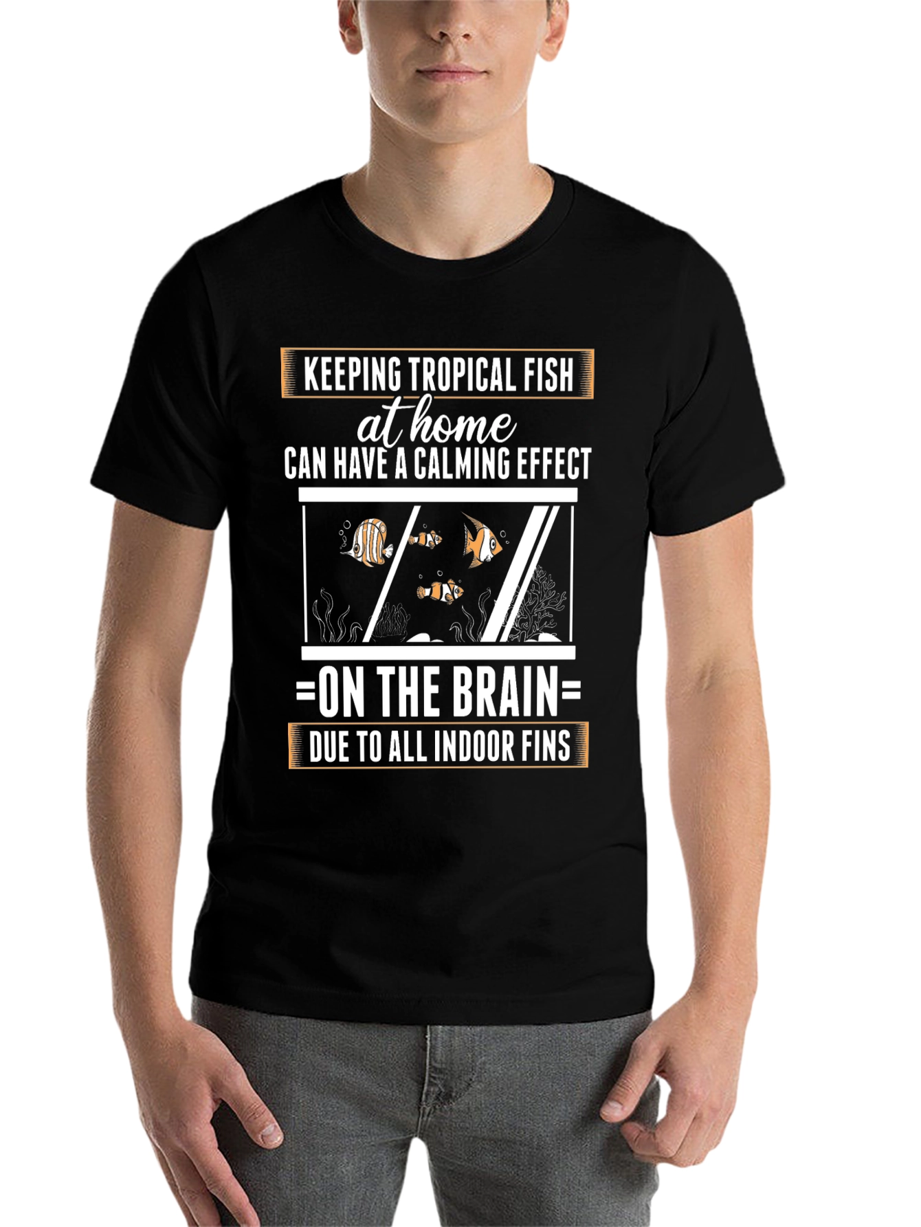 Black Tropical Fish Calming Effect Graphic Tee view 7