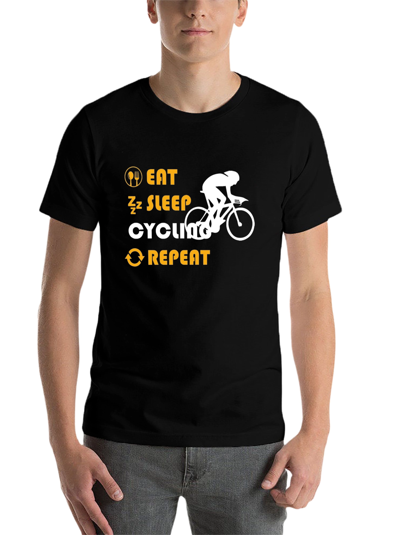 Black Eat Sleep Cycling Repeat T-Shirt view 7