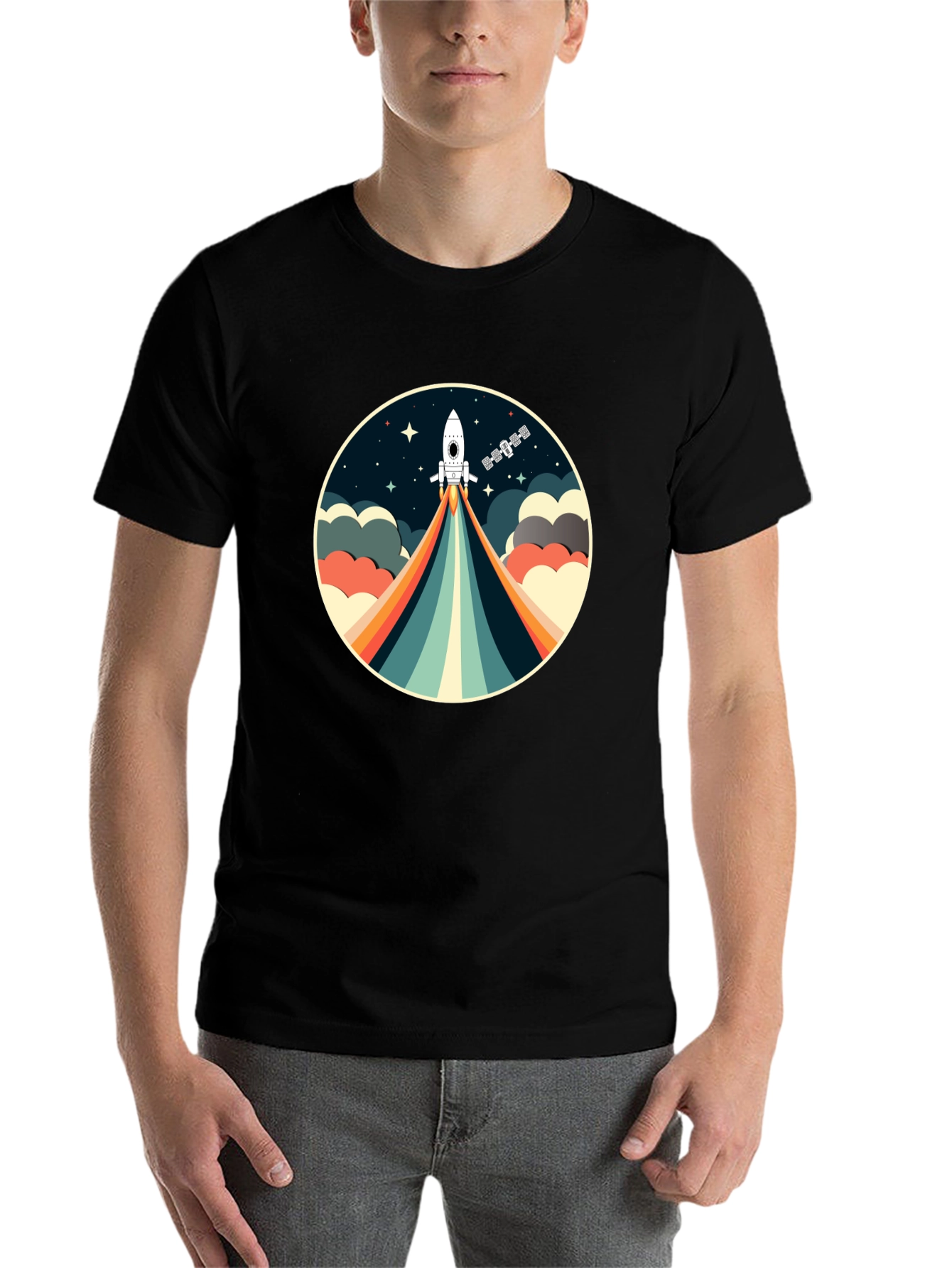 Black Retro Rocket T-Shirt - Space Adventure view 7