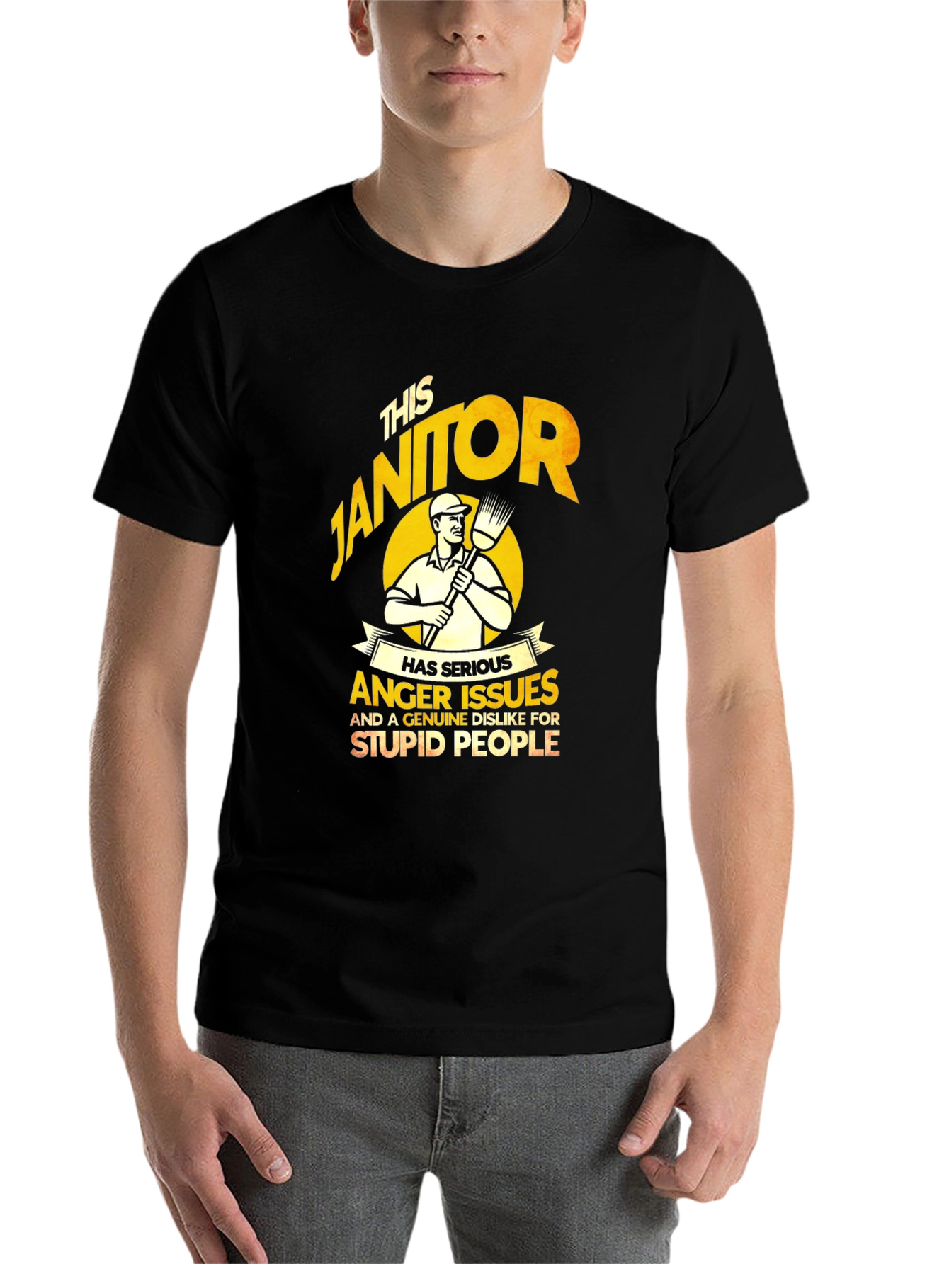 Black Janitor Anger Issues T-Shirt - Funny Novelty Gift view 7