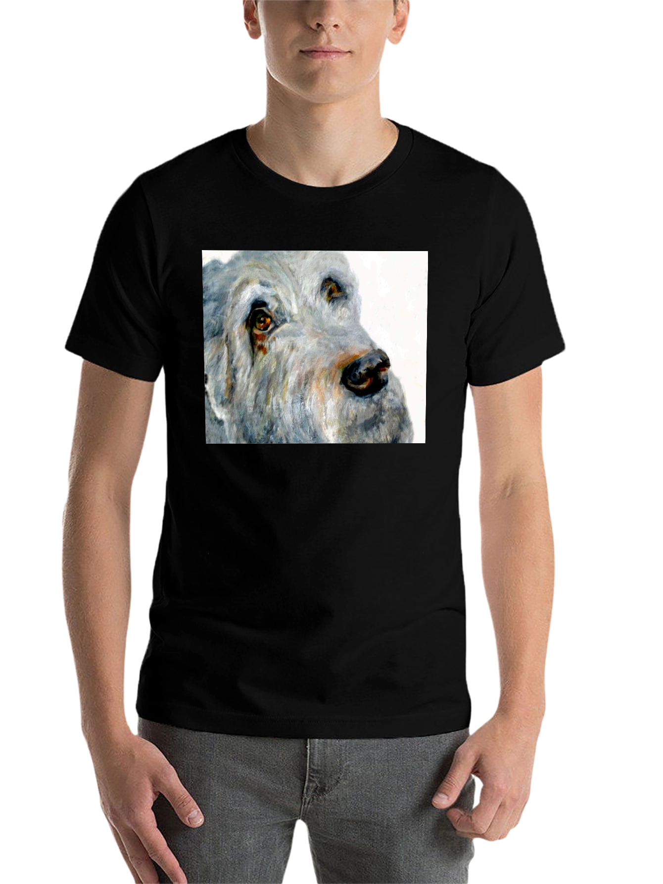 Black Dog Portrait Black T-Shirt view 7