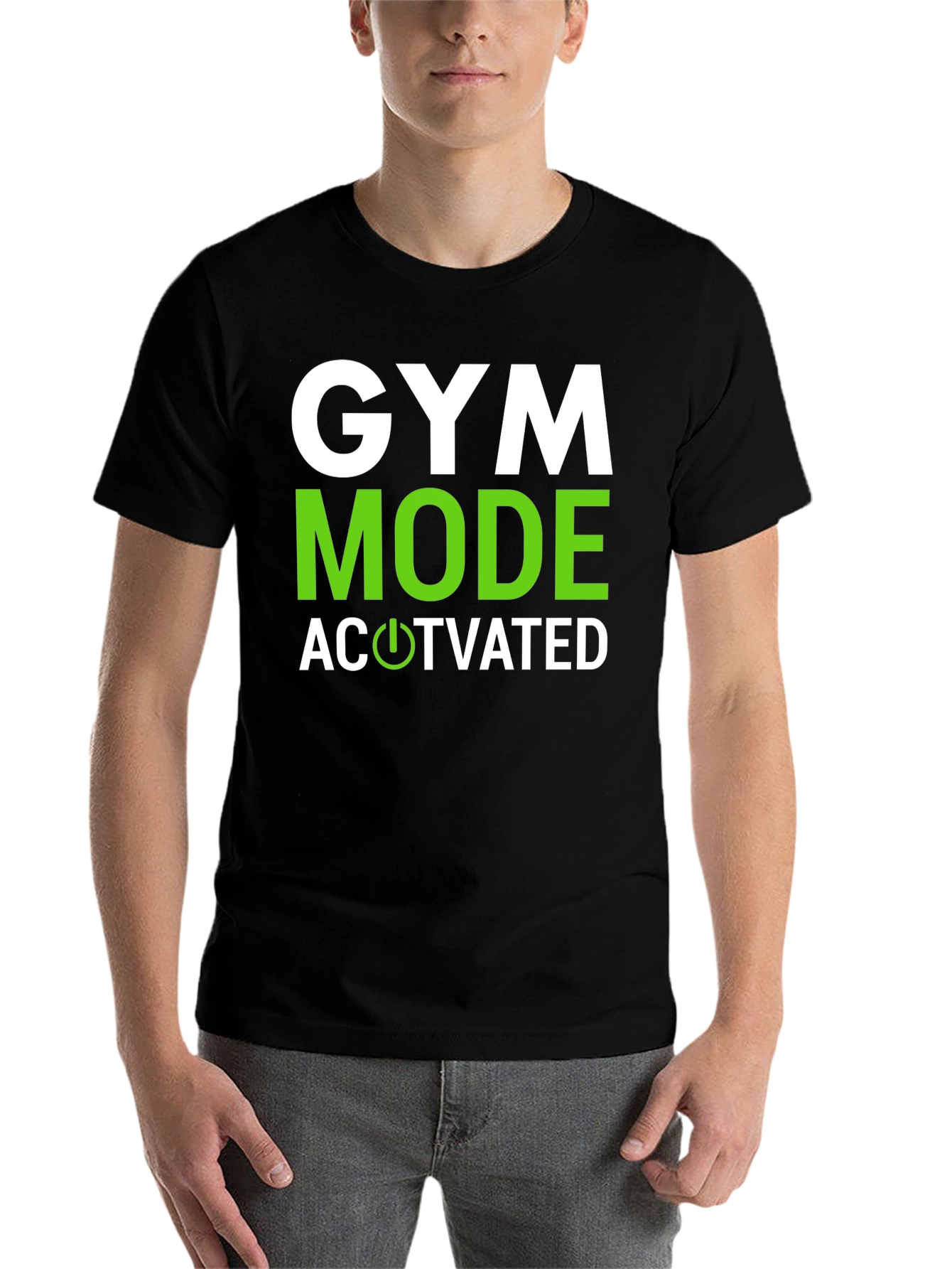 Black Gym Mode Activated Graphic Tee - Black Cotton view 7