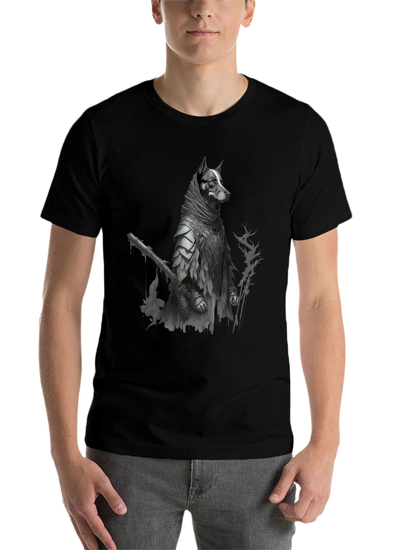 Black Dog Warrior Graphic Tee - Black Cotton Blend view 7