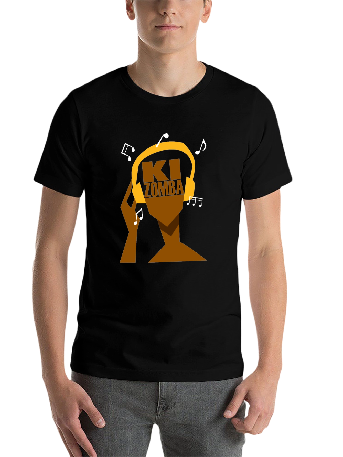 Black Ki Zomba Music Headphone T-Shirt view 7