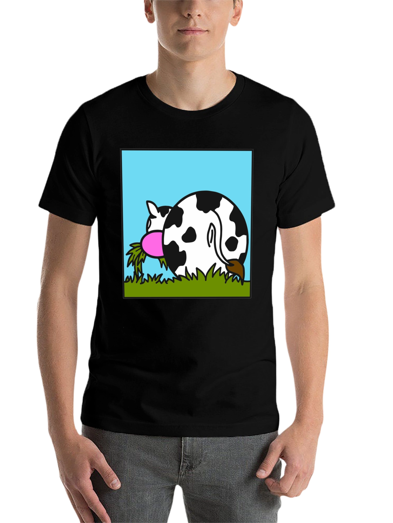 Black Funny Cow Butt T-Shirt - Black view 7