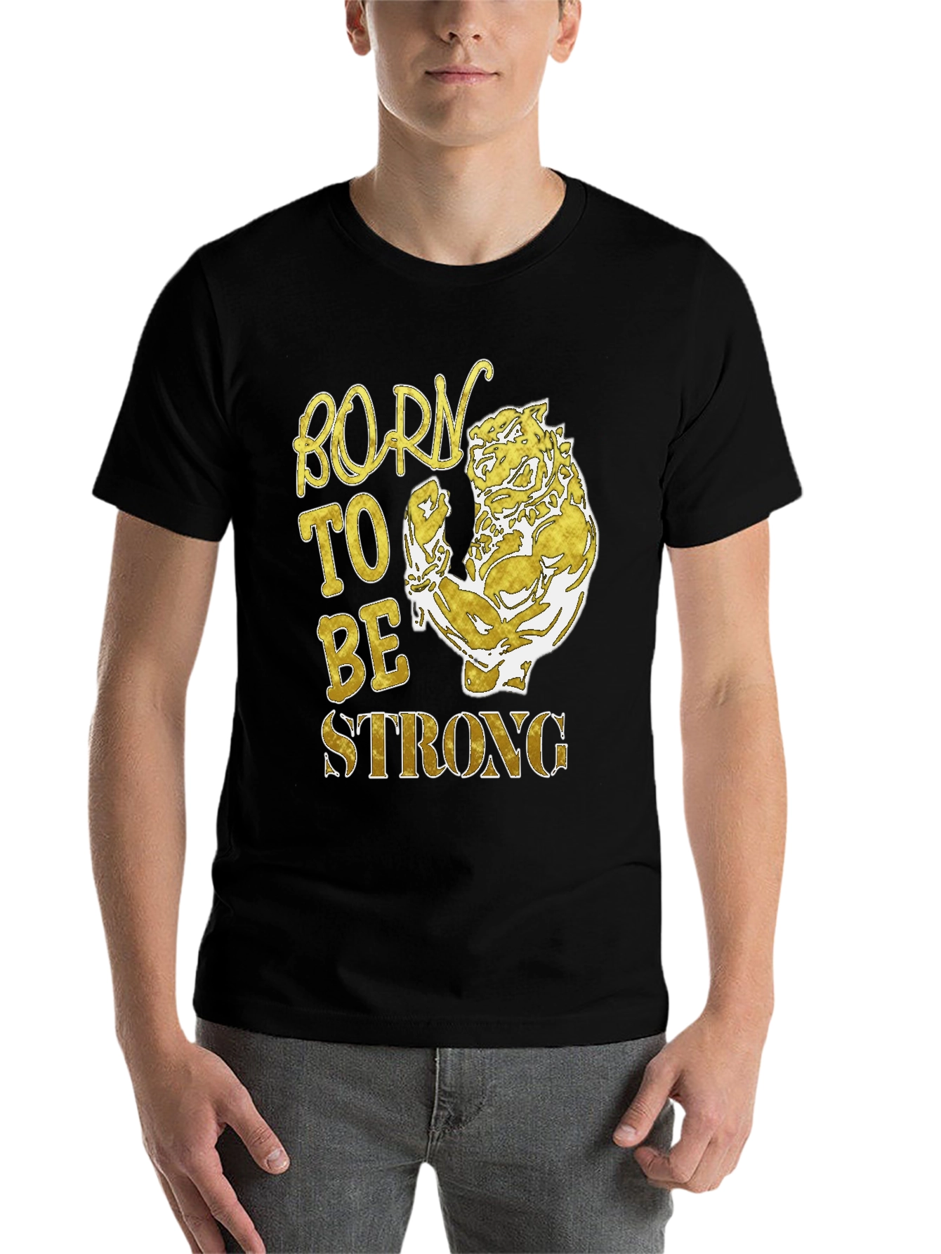 Black Born To Be Strong Men's T-Shirt view 7