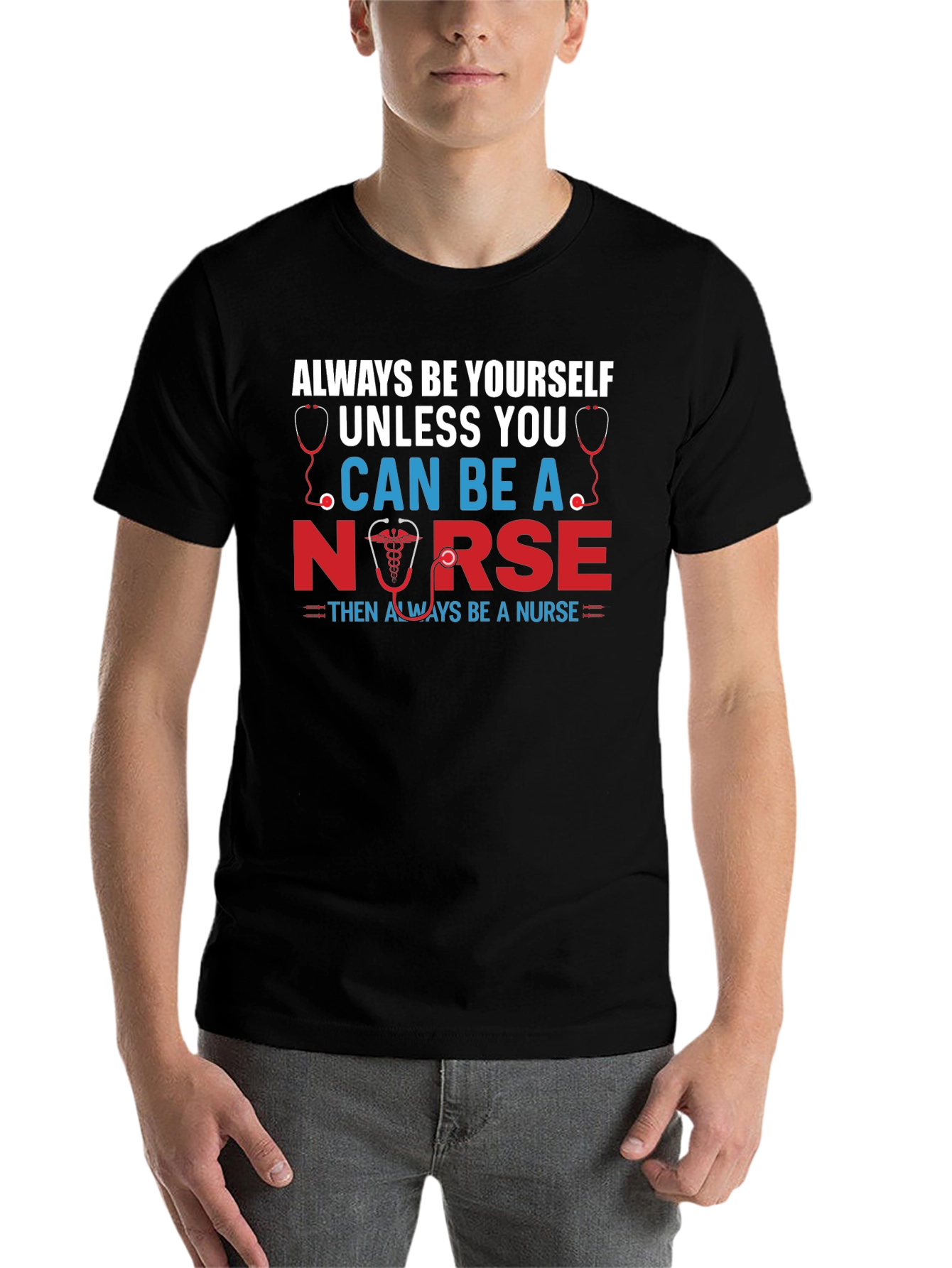 Black Always Be Yourself Nurse Graphic T-Shirt view 7