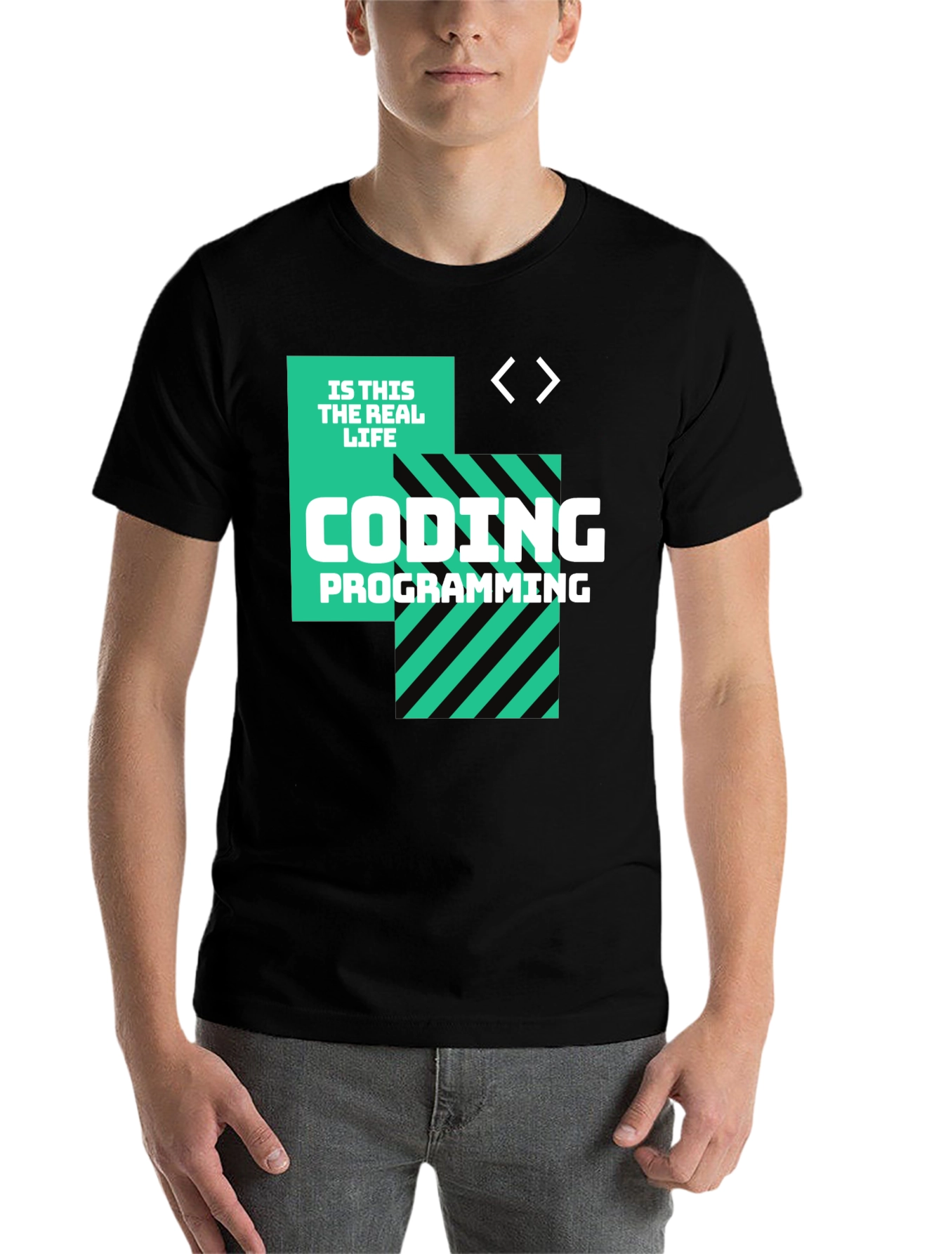 Black Coding is This the Real Life Black T-Shirt view 7
