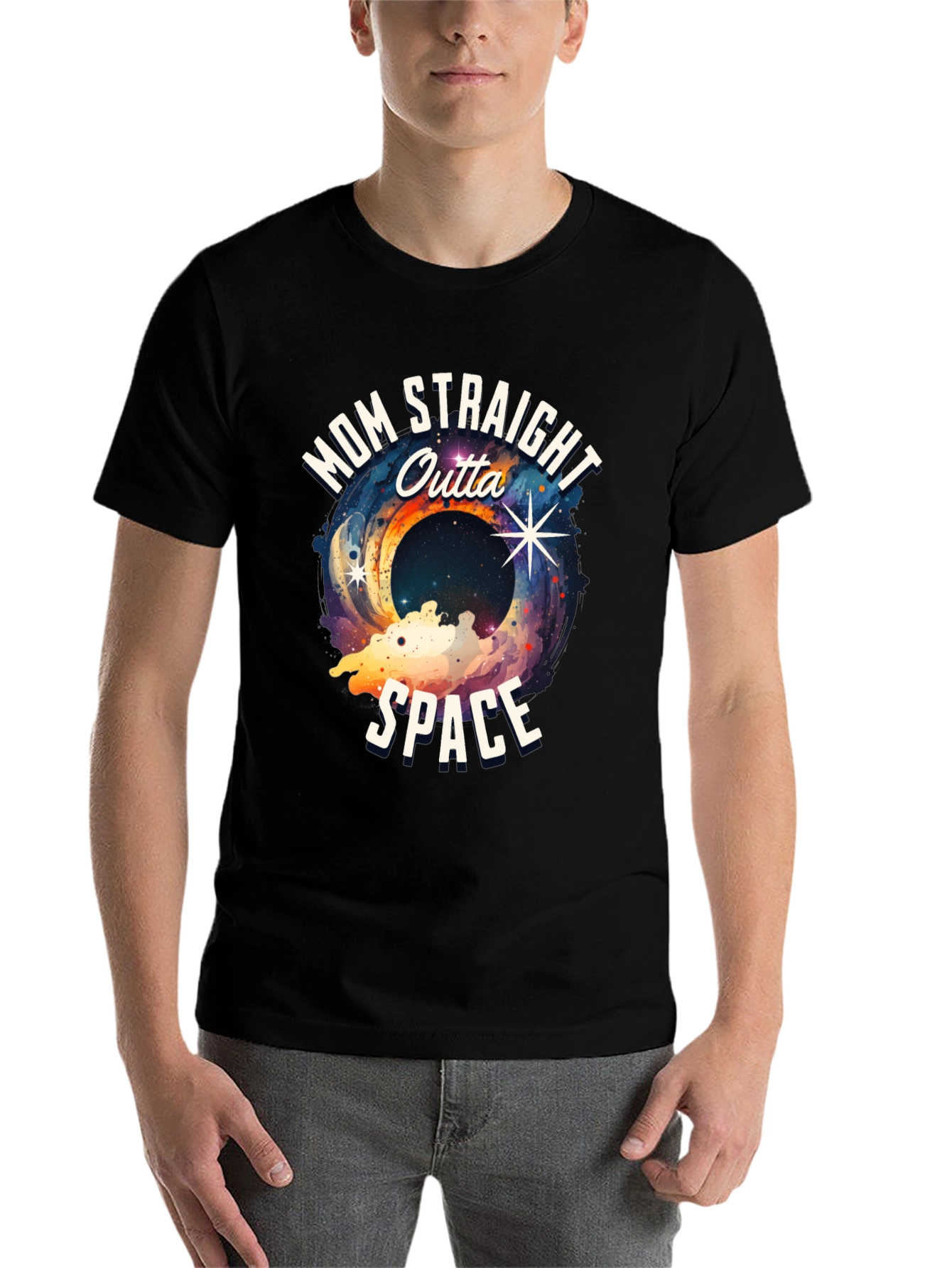 Black Mom Straight Outta Space Graphic T-Shirt view 7