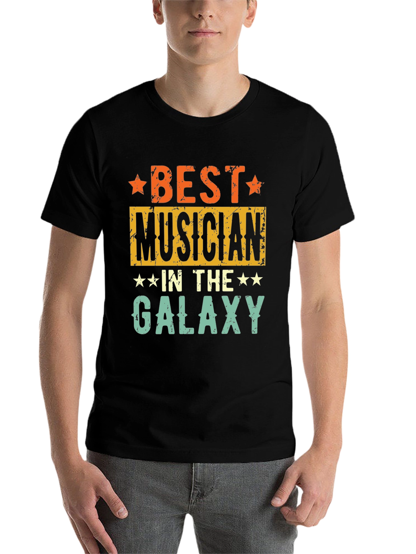 Black Best Musician in the Galaxy T-Shirt - Retro Style view 7