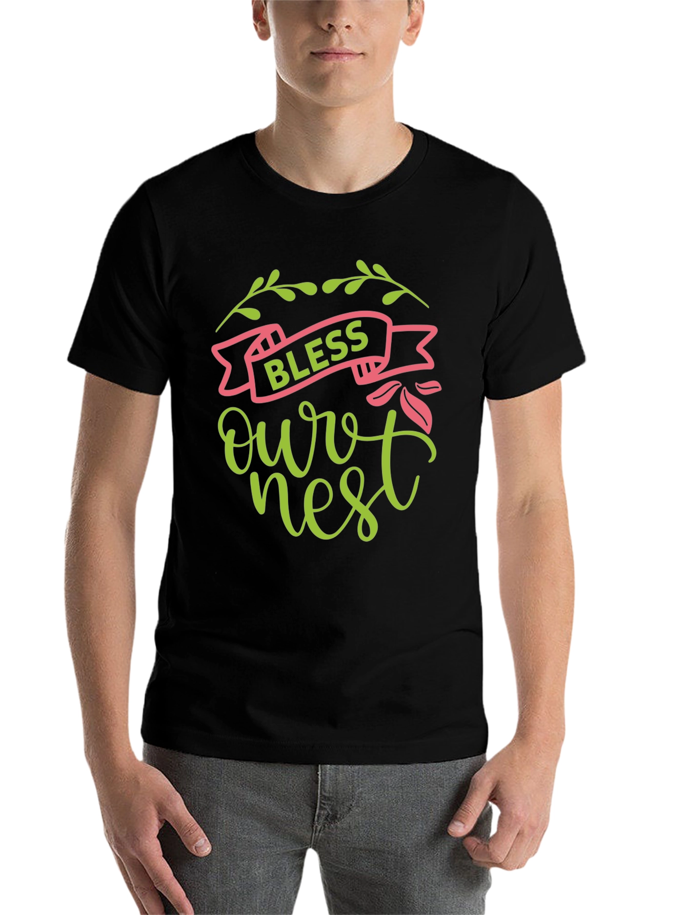 Black Bless Our Nest Graphic Tee - Black view 7