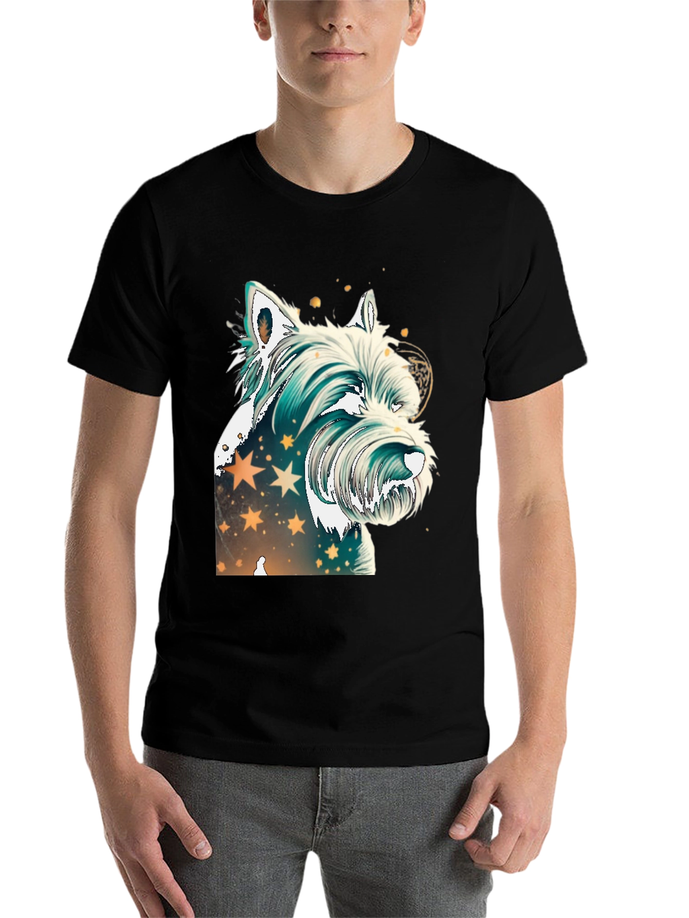 Black Westie Dog Graphic Tee - Starry Design view 7