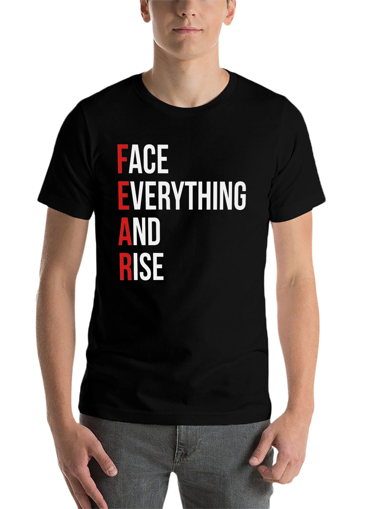 Black Motivational 'FEAR' Graphic T-Shirt view 7