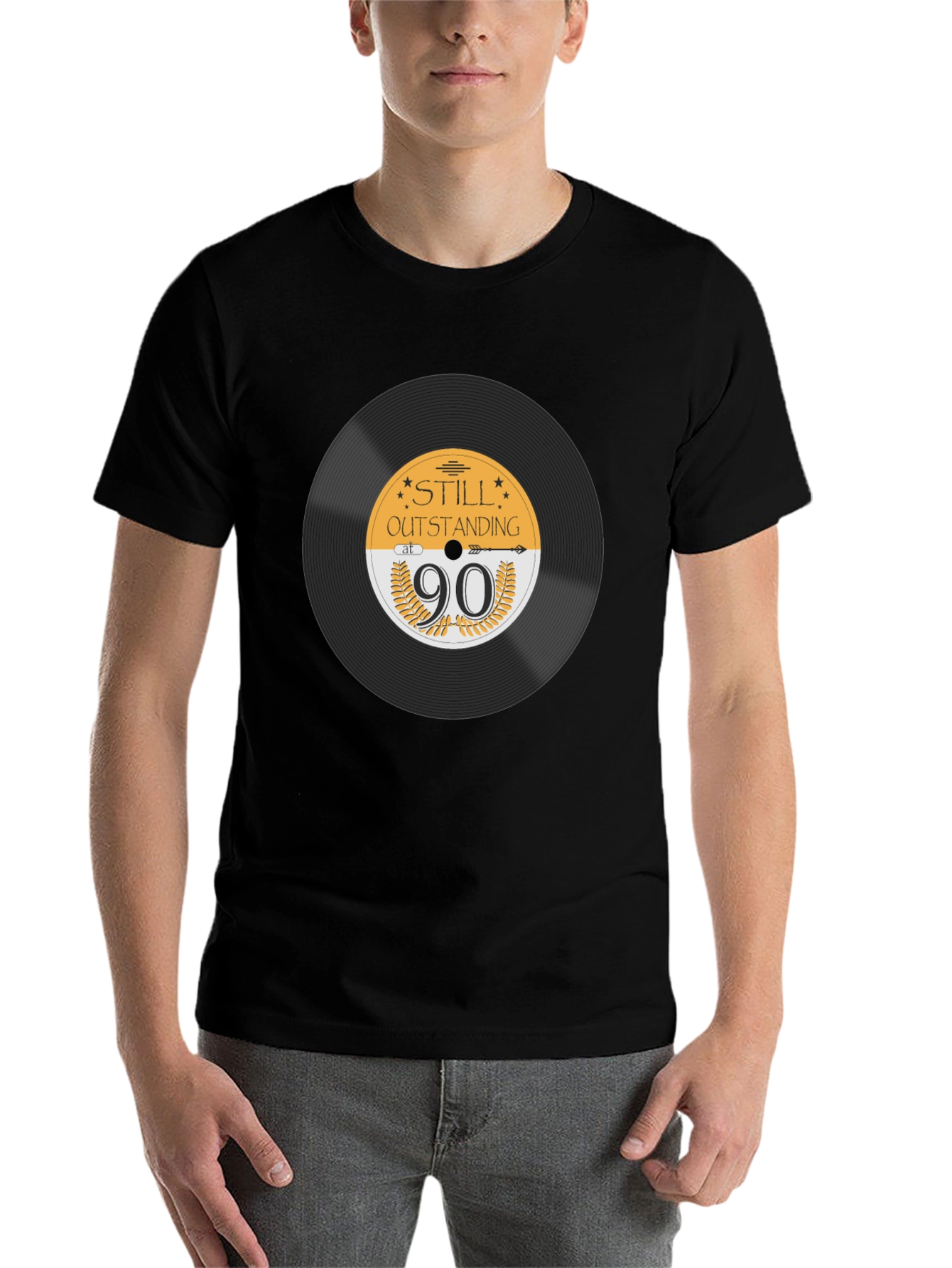Black Still Outstanding at 90 Vinyl Record T-Shirt view 7