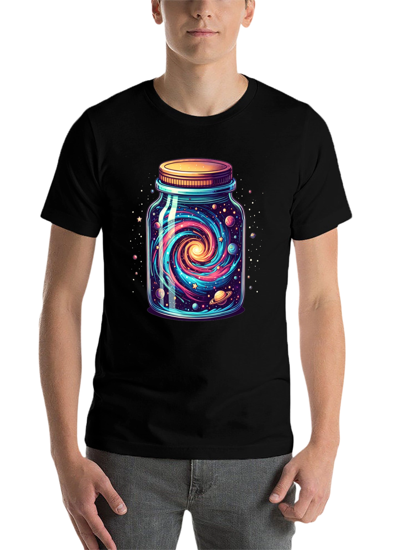 Black Galaxy Jar Graphic Tee - Men's Black T-Shirt view 7