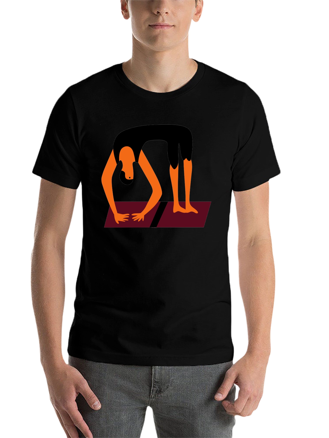 Black Yoga Pose Graphic Tee - Black Cotton Blend view 7