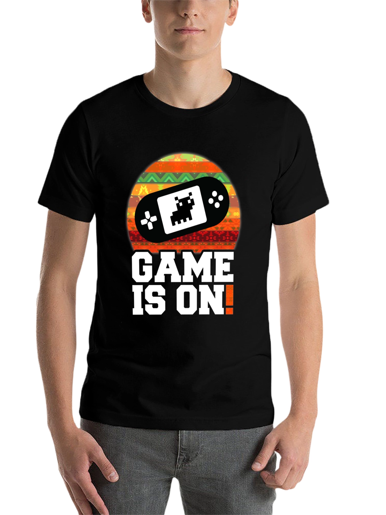 Black Game On! Retro Gamer T-Shirt - Black view 7