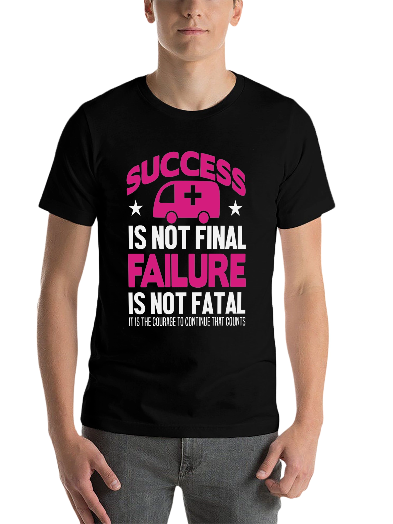Black Success Ambulance Graphic Tee - Courage Counts T-Shirt view 7