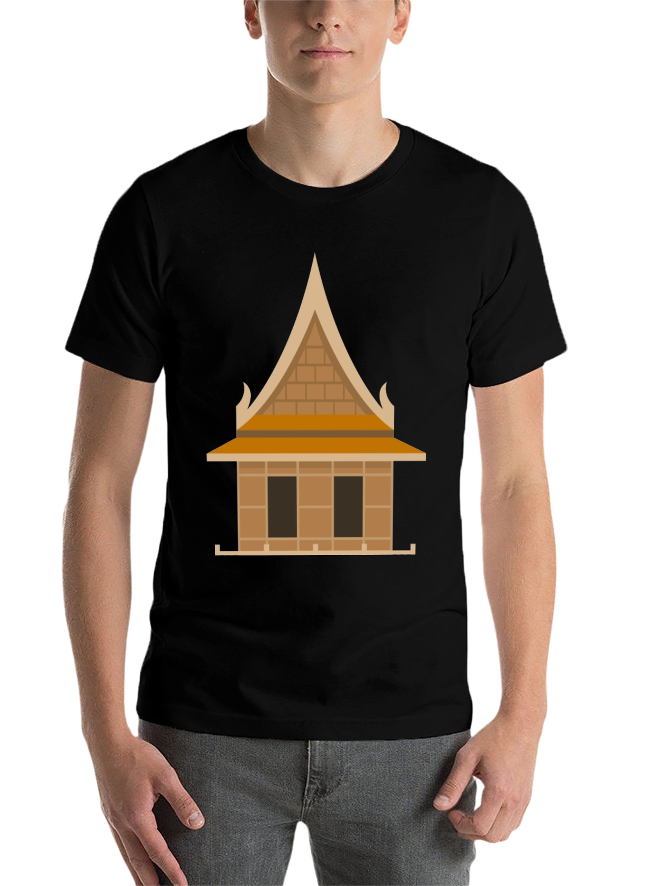 Black Architectural Style Graphic Tee - Black Unisex view 7